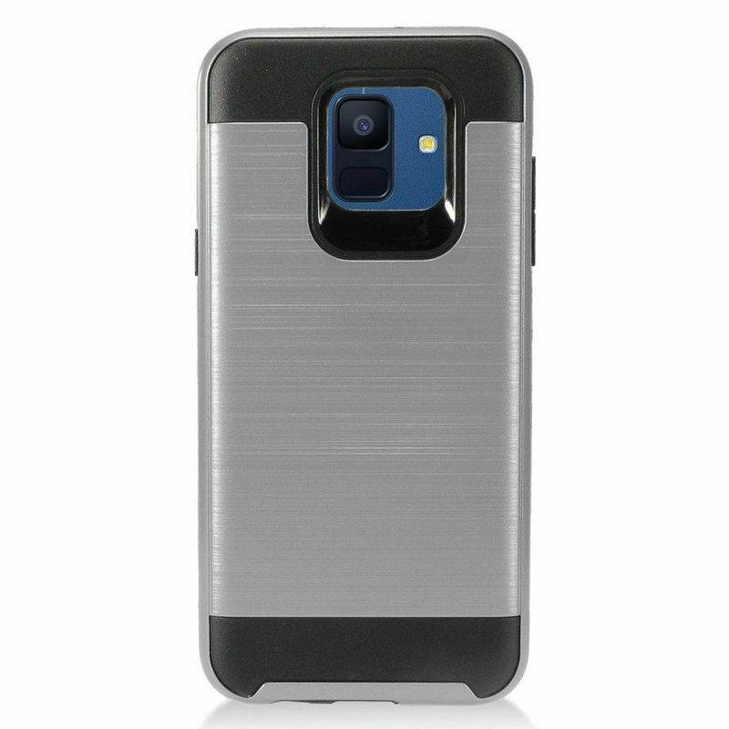 For  Galaxy A6 2018 Gray Black Hard TPU Hybrid Brushed Case Cover