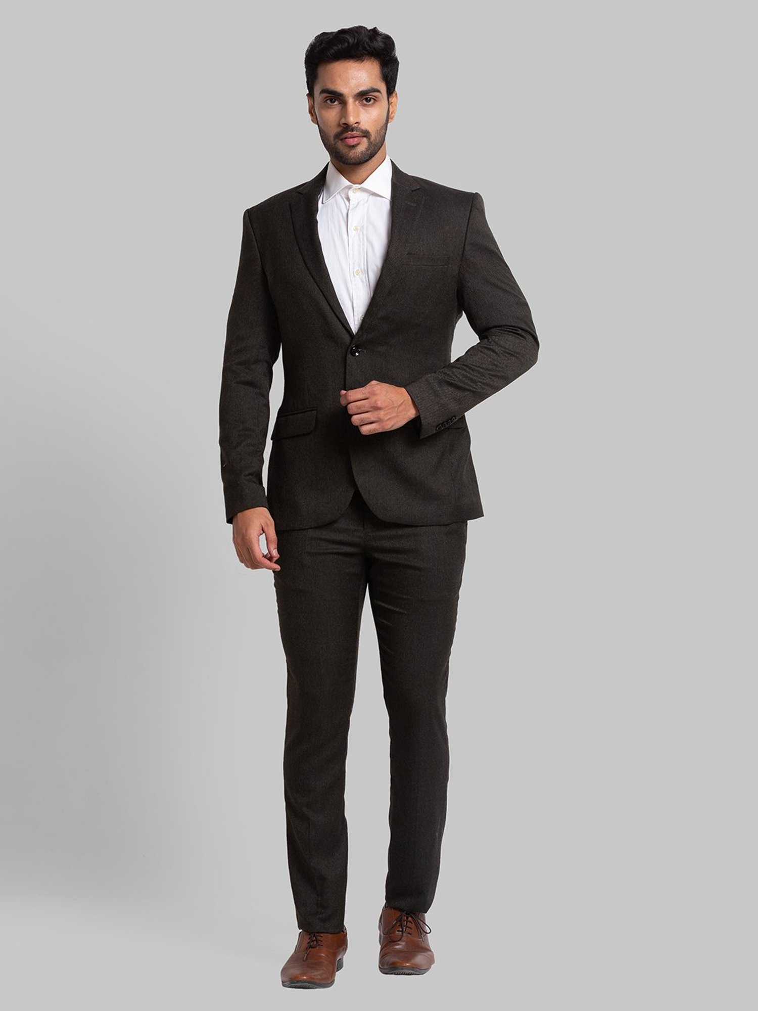 Parx Green Regular Fit Self Pattern Two Piece Suit