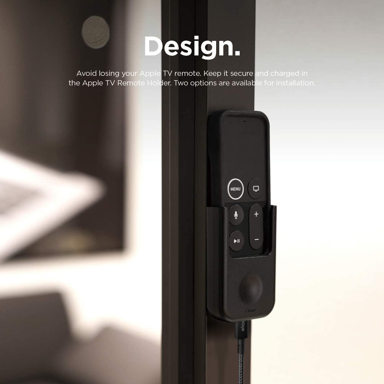 elago Apple TV Remote Holder Mount Bundle with R1 Intelli Apple TV Remote Case - Compatible with Apple TV Siri Remote 4K / 4th / 5th Generation