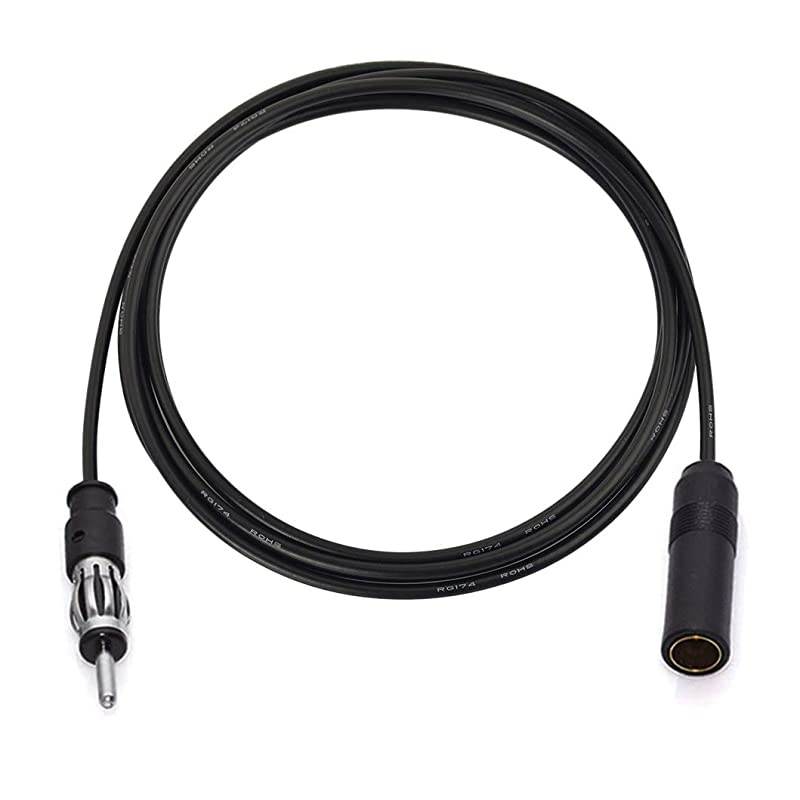 Car Radio Antenna Extension Cable 6.5 feet / 2m FM AM Radio Car Antenna Extension Cable Cord DIN Plug Connector Coaxial Cable for Vehicle Truck Car Stereo Head Unit CD Media Receiver Player