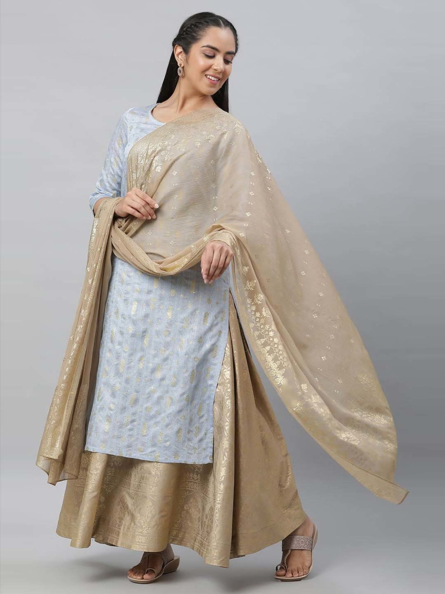 Aurelia Golden Printed Dupatta