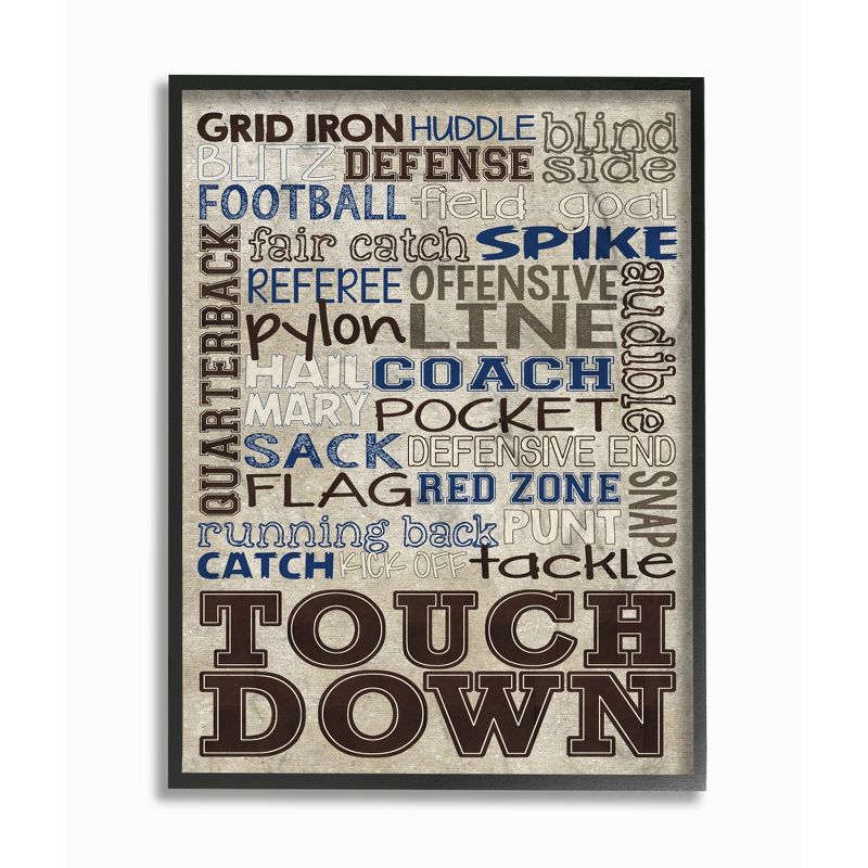 Brown and Navy Football Typog Framed Giclee Texturized Art (11"x14"x1.5") - Stupell Industries