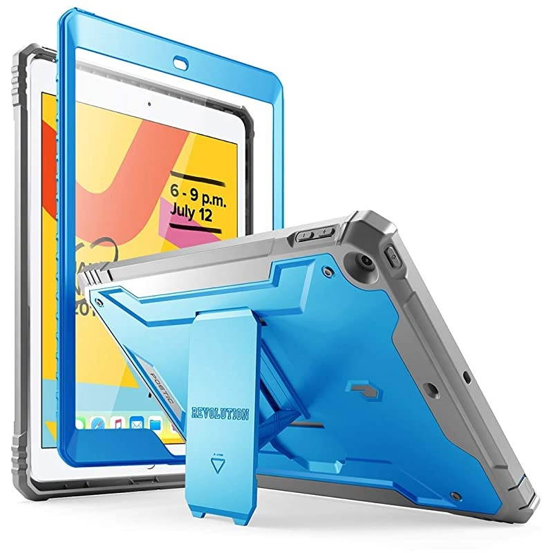 iPad 102 2019 Case  FullBody Heavy Duty Shockproof Protective Cover with Kickstand Builtin Screen Protector Revolution for Apple iPad 102 inch 7th Gen 2019 Release Blue