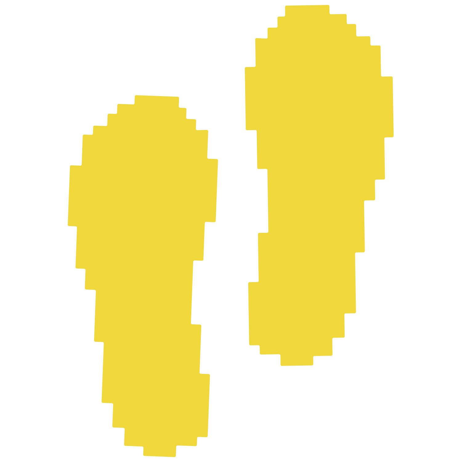 LiteMark 9 Inch Yellow Pixelized Foot Print Decals - Pack of 12