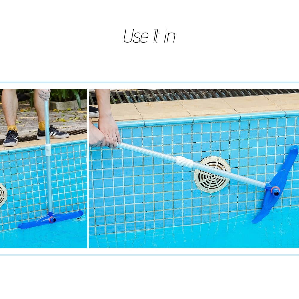 20" Heavy Duty Swimming Pool Brush Scrub Brush with Fixed Hose Connector Cleaning Tool for Wall Tiles Floors