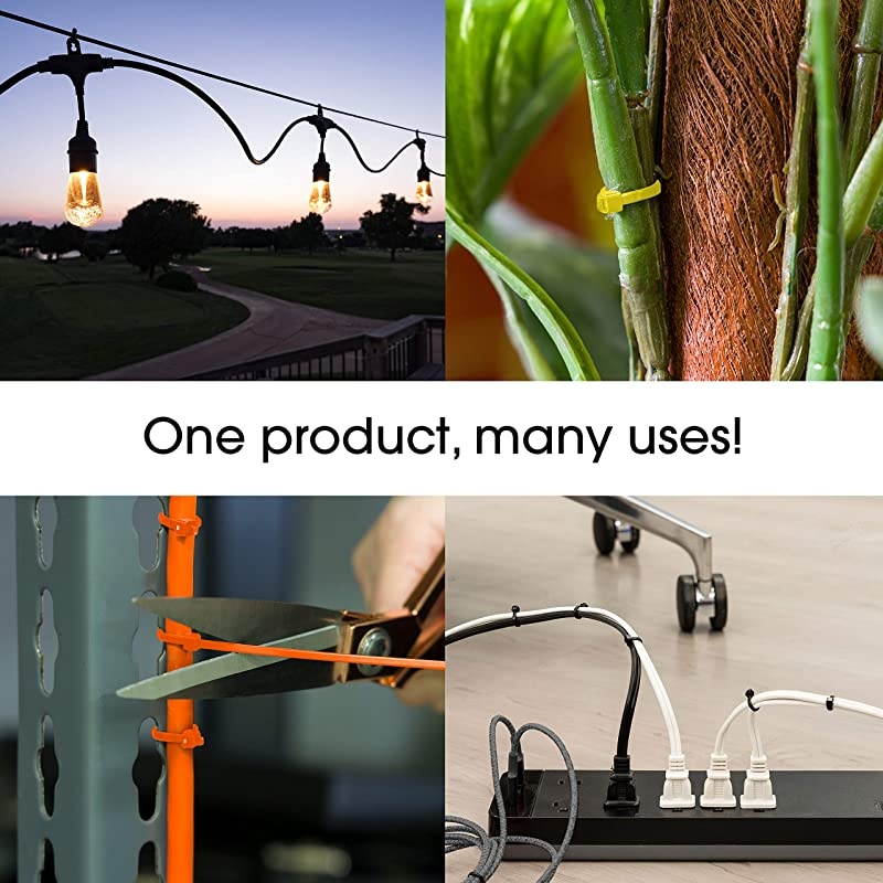 Neon Cable Ties 8Inch Long Multipurpose 100Pack Nylon Plastic Zip Tie 1 78Inch Maximum Diameter Durable SelfLocking Assorted 50296 8 Inch