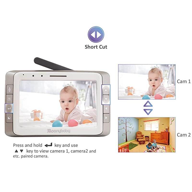 Trust 50 Video Baby Monitor with 5 Inches Large Screen Long Battery Life Long Range NonWiFi Auto Night Vision Talk Back Auto Scan Lullabies Power SavingVoice Activation and Zoom in