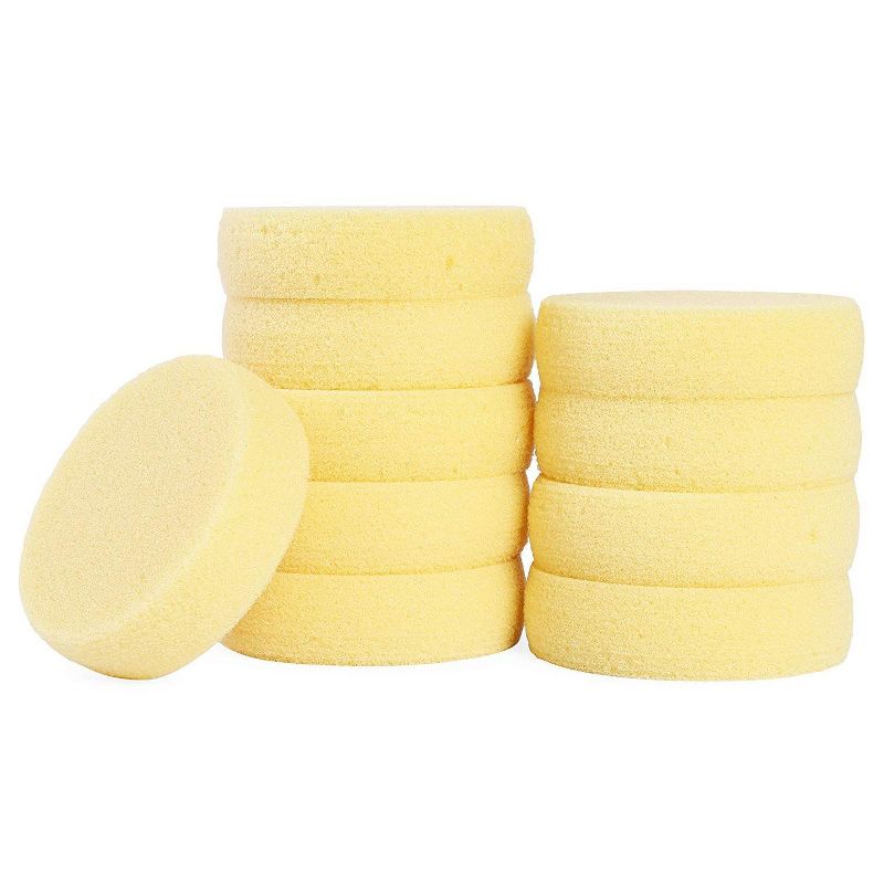 Round Synthetic Sponges for Painting & Crafts (3.5 x 1 in, Light Yellow, 20 Pack)