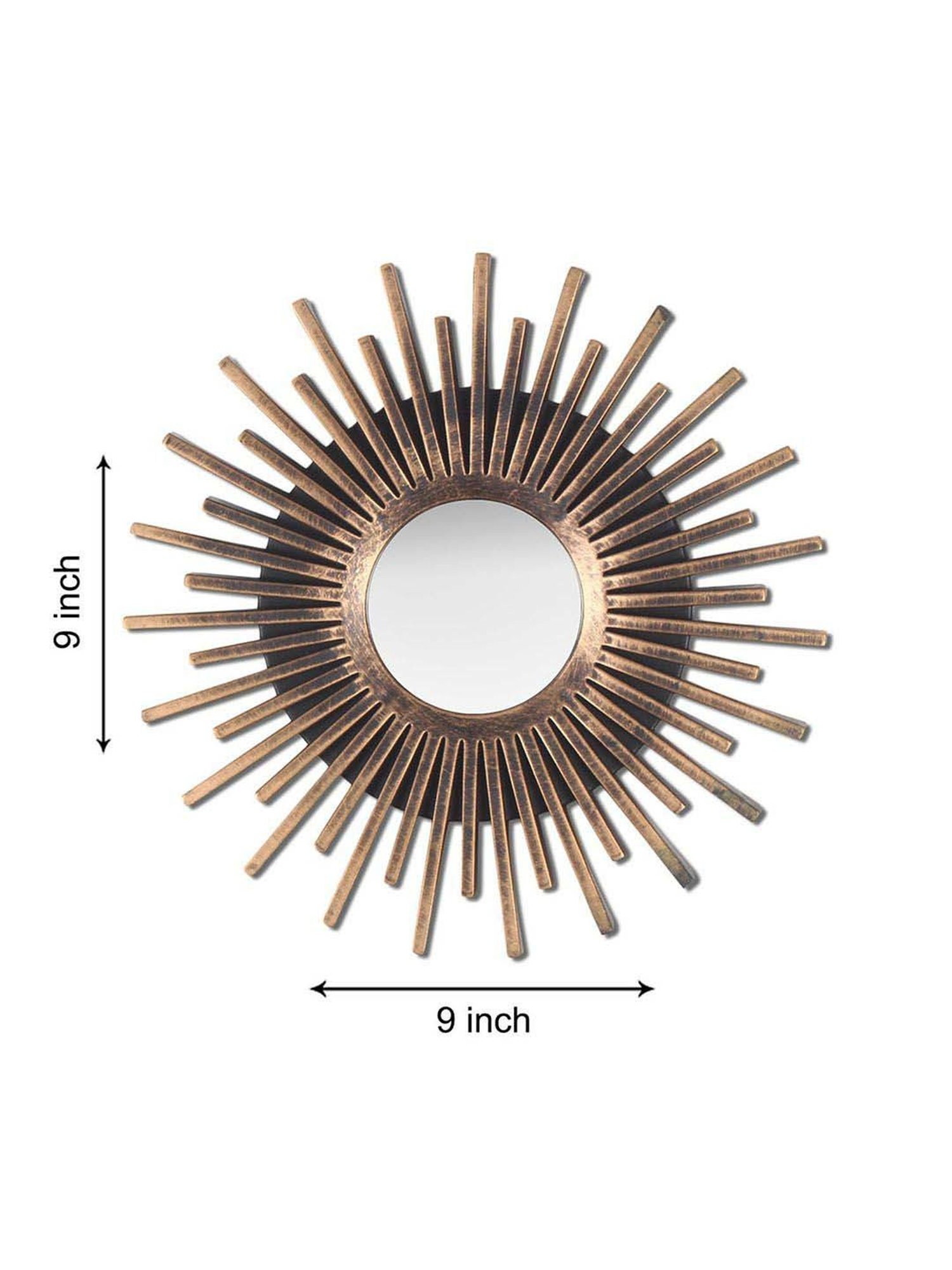 Art Street Brown Plastic Sun Streek Decorative Wall Mirror - Set of 2