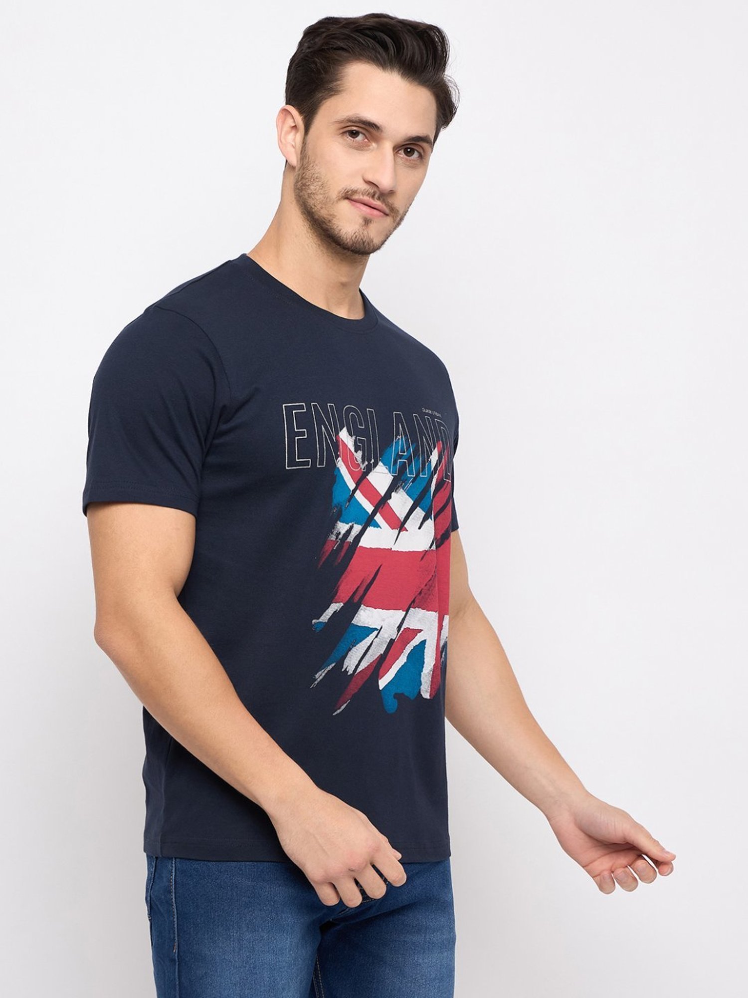 Duke Navy Slim Fit Printed T-Shirt