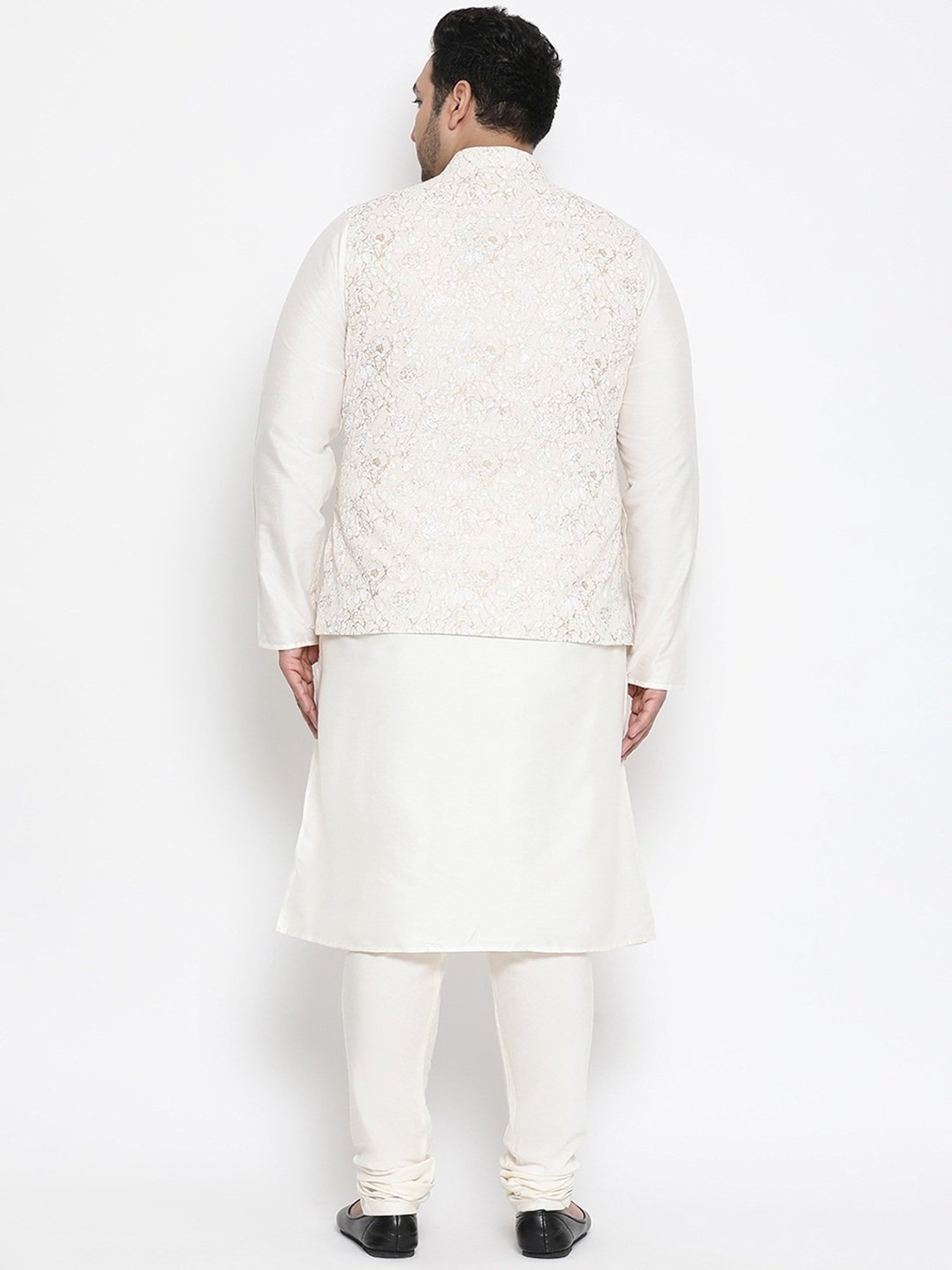 KISAH PLUS White Regular Fit Printed Kurta Set With Jacket