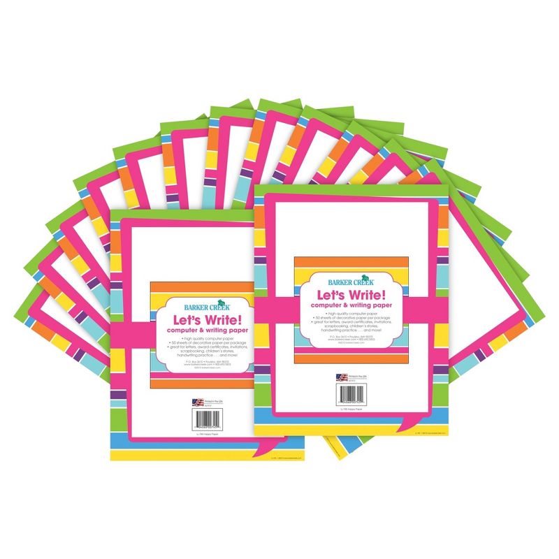 Barker Creek 2pk Printer Paper 100ct - Bright Stripes