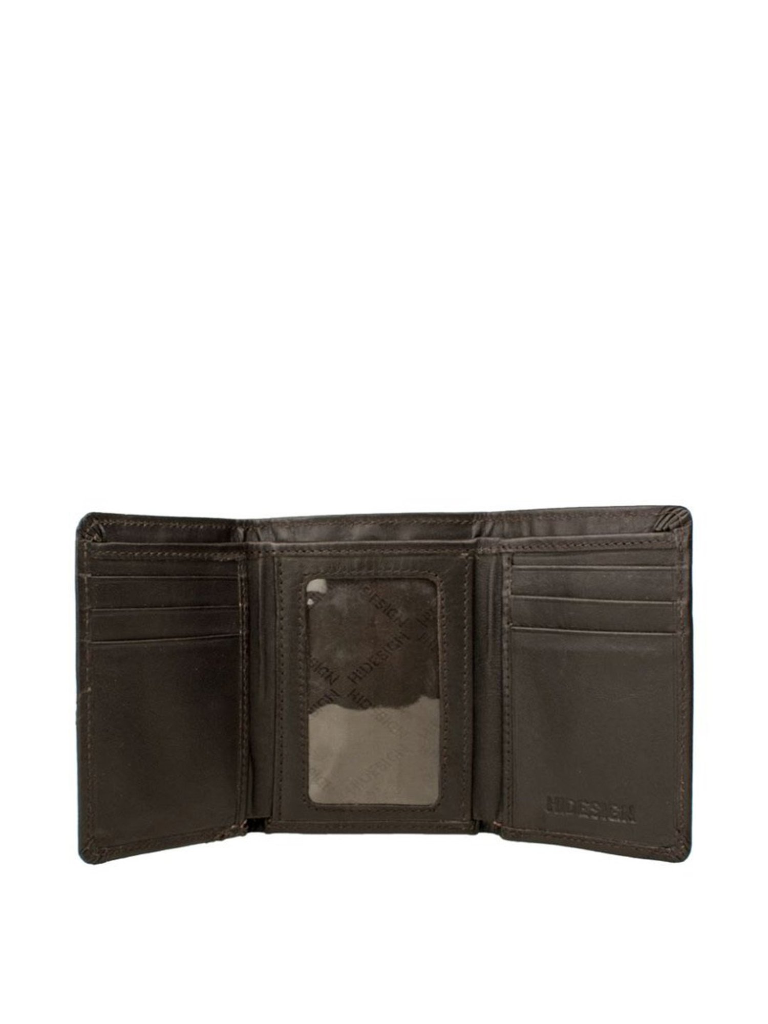 Hidesign Dark Brown Casual Leather Tri-Fold Wallet for Men