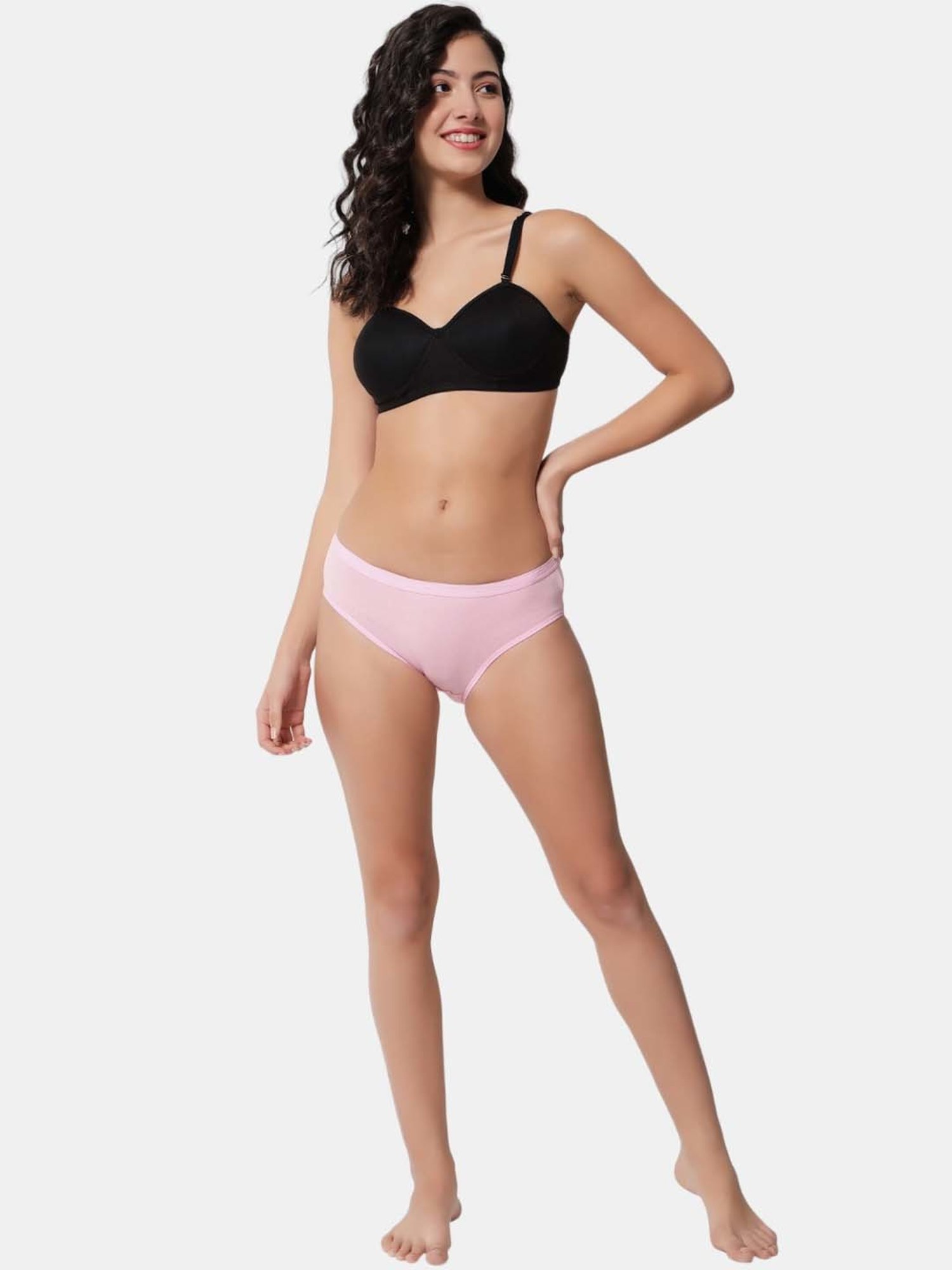 Bleeding Heart Grey & Pink Plain Panties - Pack Of 3