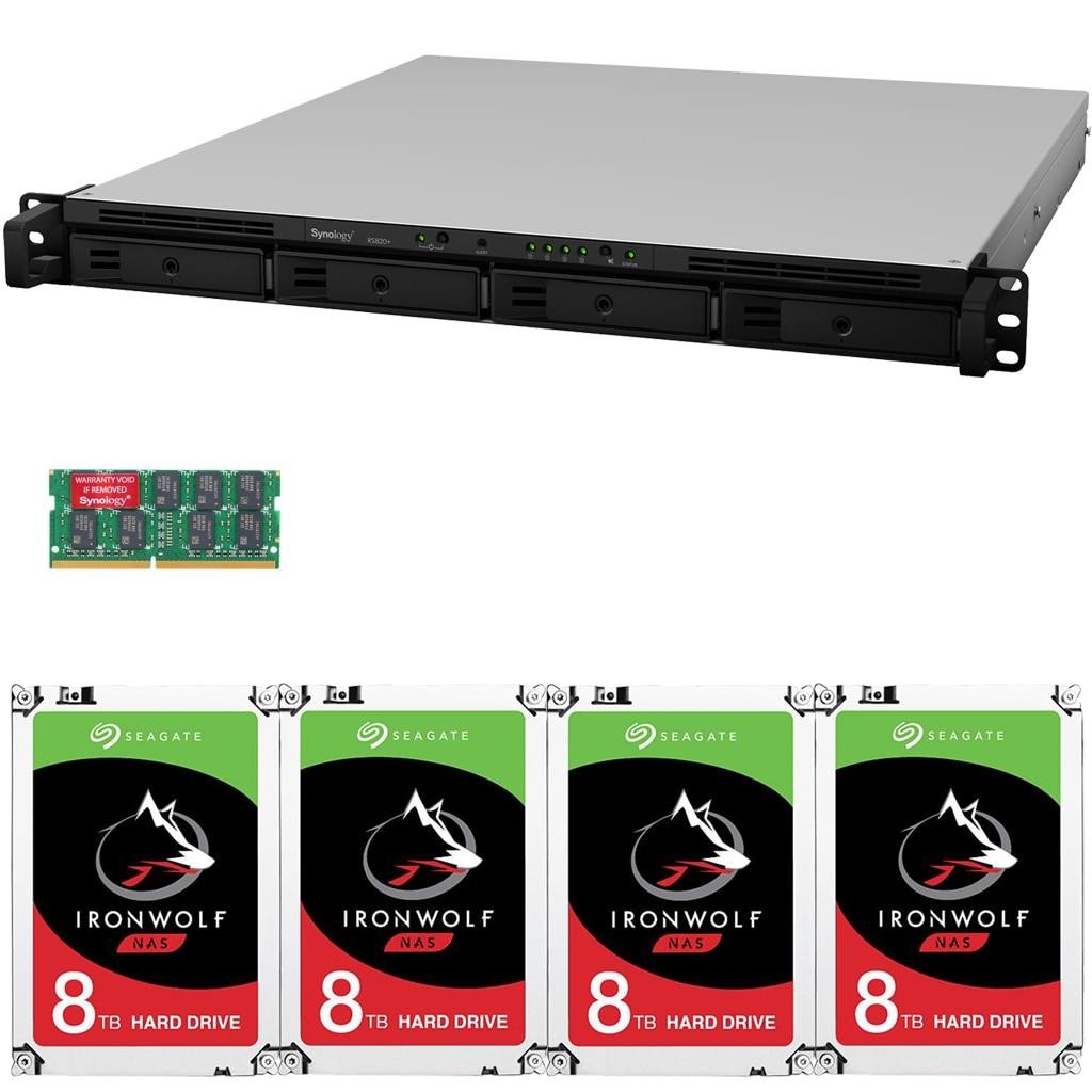 Synology RS820+ 4-Bay RackStation NAS with 18GB RAM and  40TB (4x10TB) of Seagate Ironwolf NAS Drives Fully Assembled and Tested By CustomTechSales