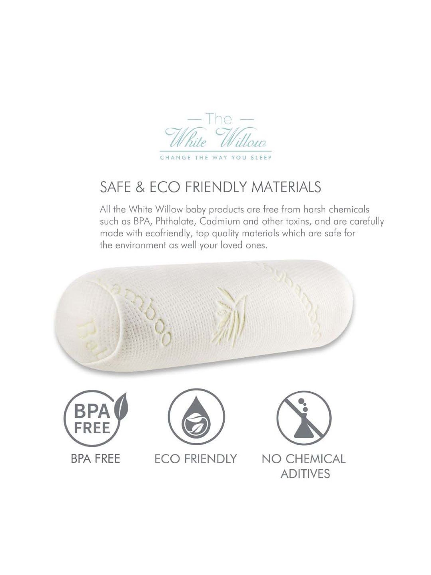 The White Willow White Round Baby Bolster - Set of 1