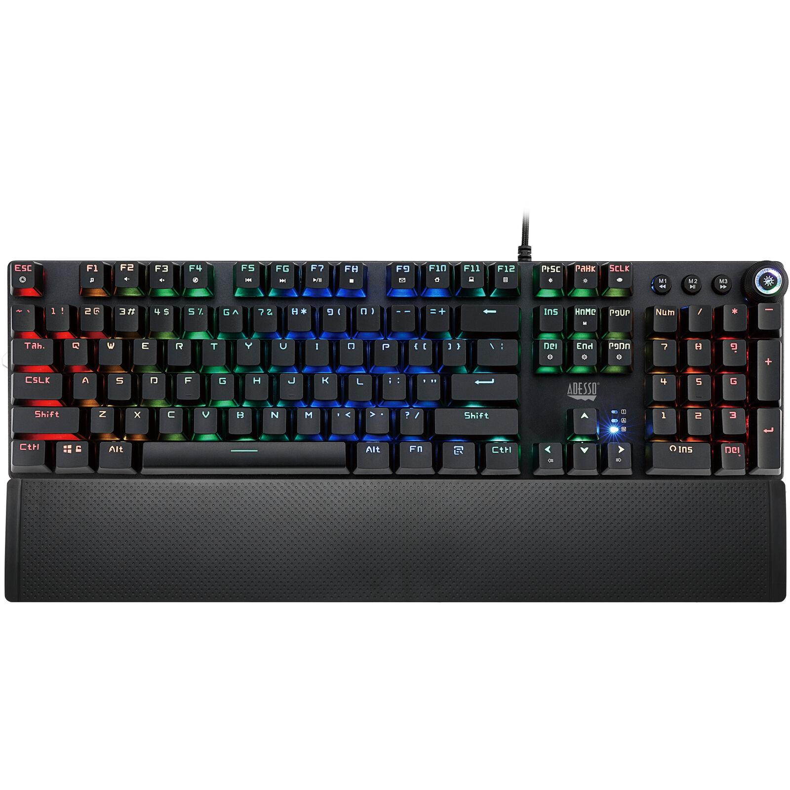Adesso RGB Programmable Mechanical Gaming Keyboard with Detachable Magnetic Palm