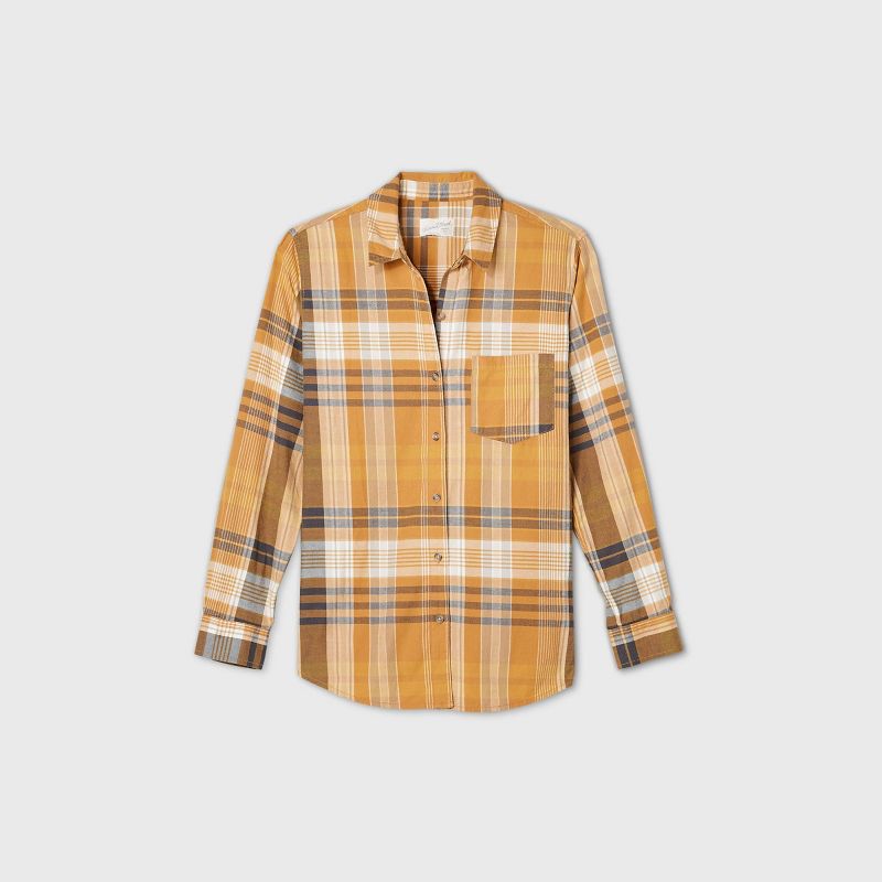 Women's Plaid Long Sleeve Button-Down Shirt - Universal Thread™ Yellow L