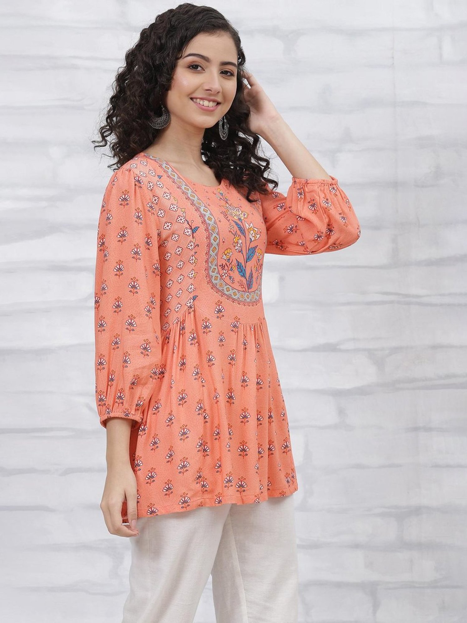 Rangriti Coral Printed Tunic