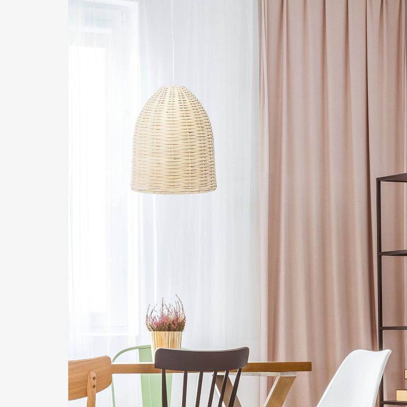 Elongated Coastal Dome Rattan Downlight Pendant Natural - Elegant Designs