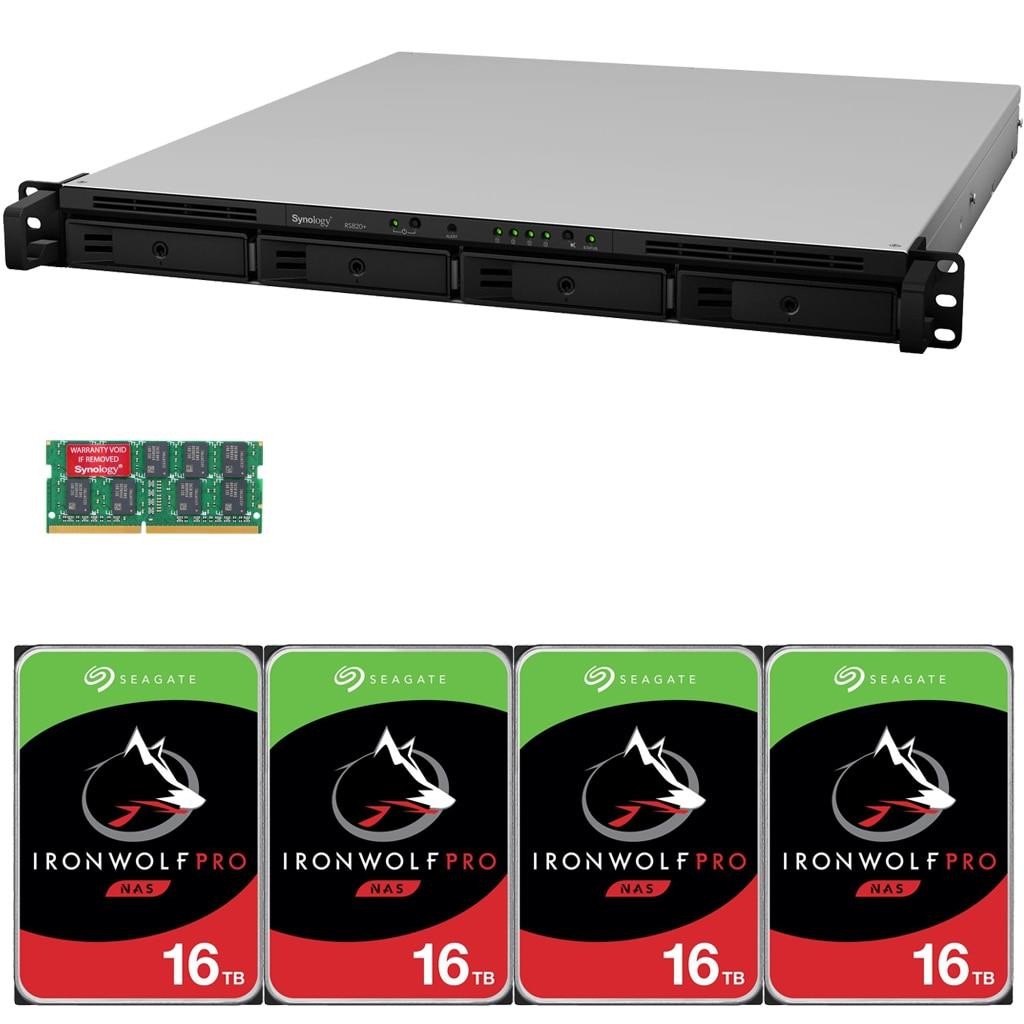 Synology RS820+ 4-Bay RackStation NAS with  56TB (4x14TB) of Seagate Ironwolf PRO NAS Drives Fully Assembled and Tested By CustomTechSales