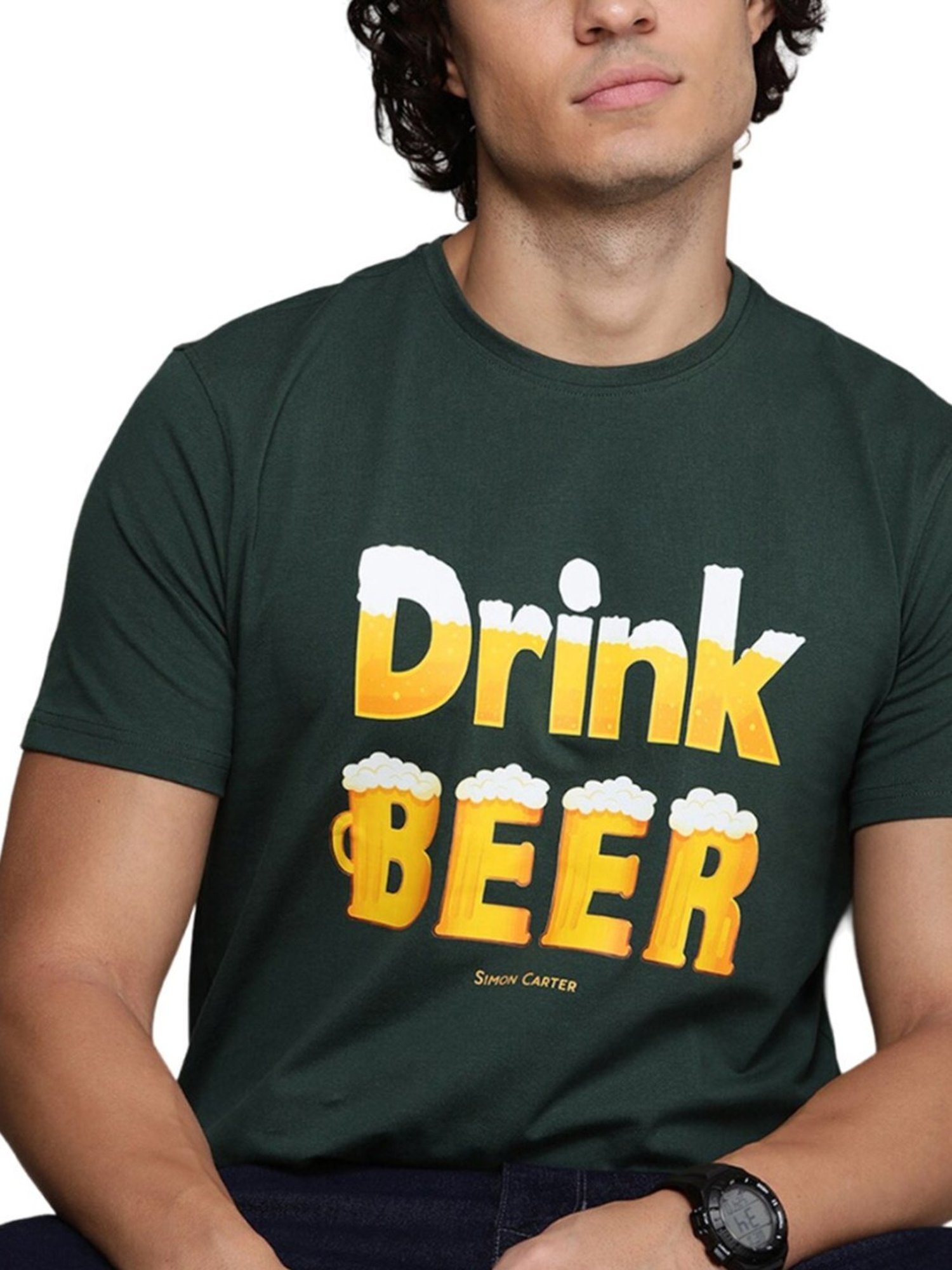 Simon Carter London Green Printed Slim Fit T-Shirt