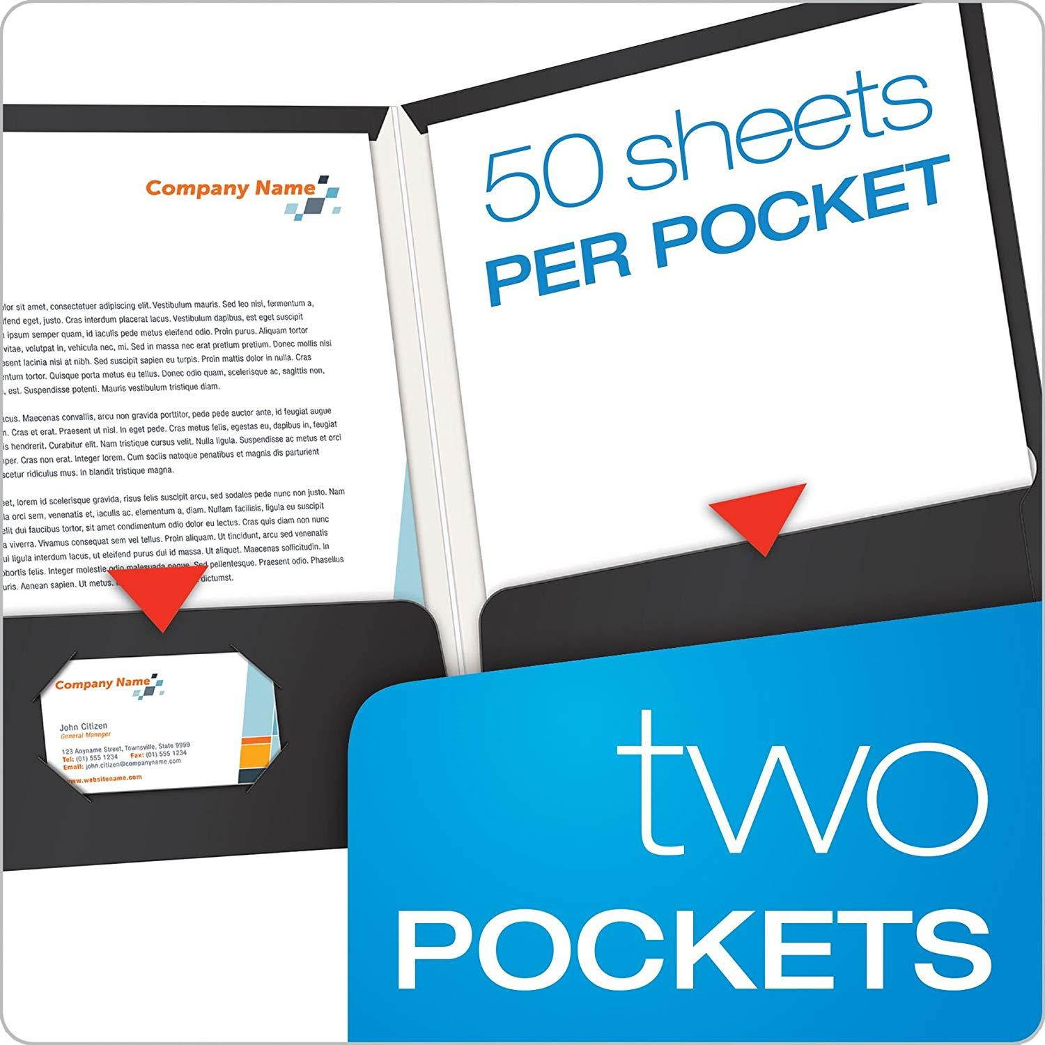 Oxford Laminated Twin-Pocket Folders, Letter Size, Black, Holds 100 Sheets, Box of 25 (51706EE)