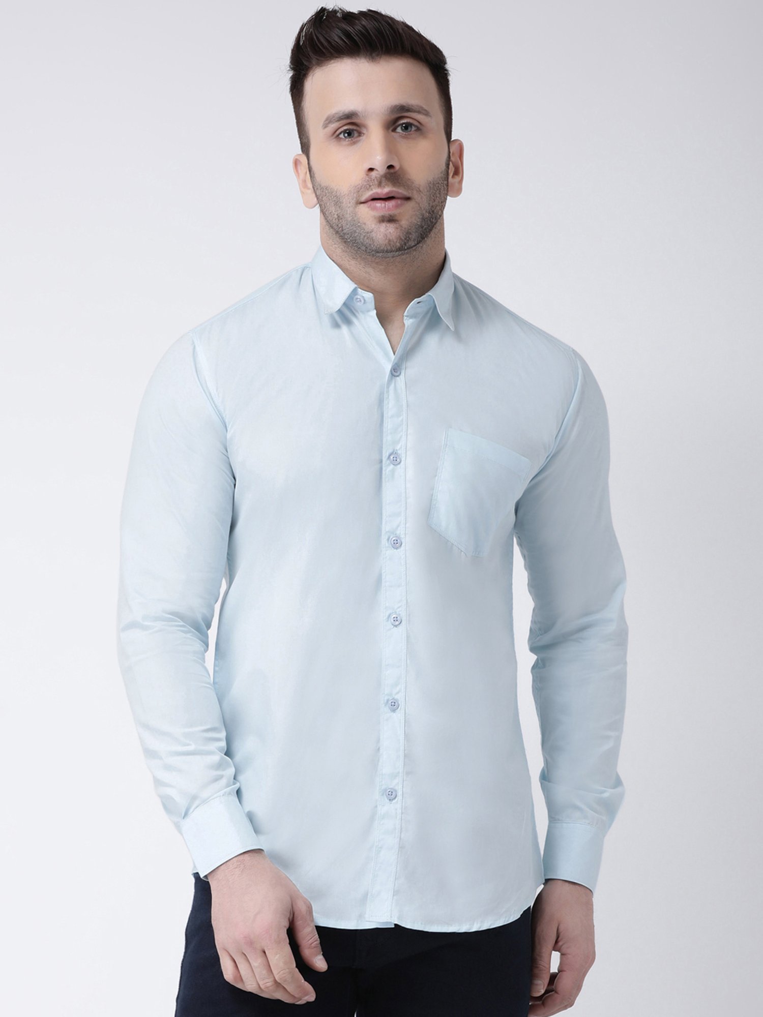 Hangup Plus Sky Blue Slim Fit Pure Cotton Shirt