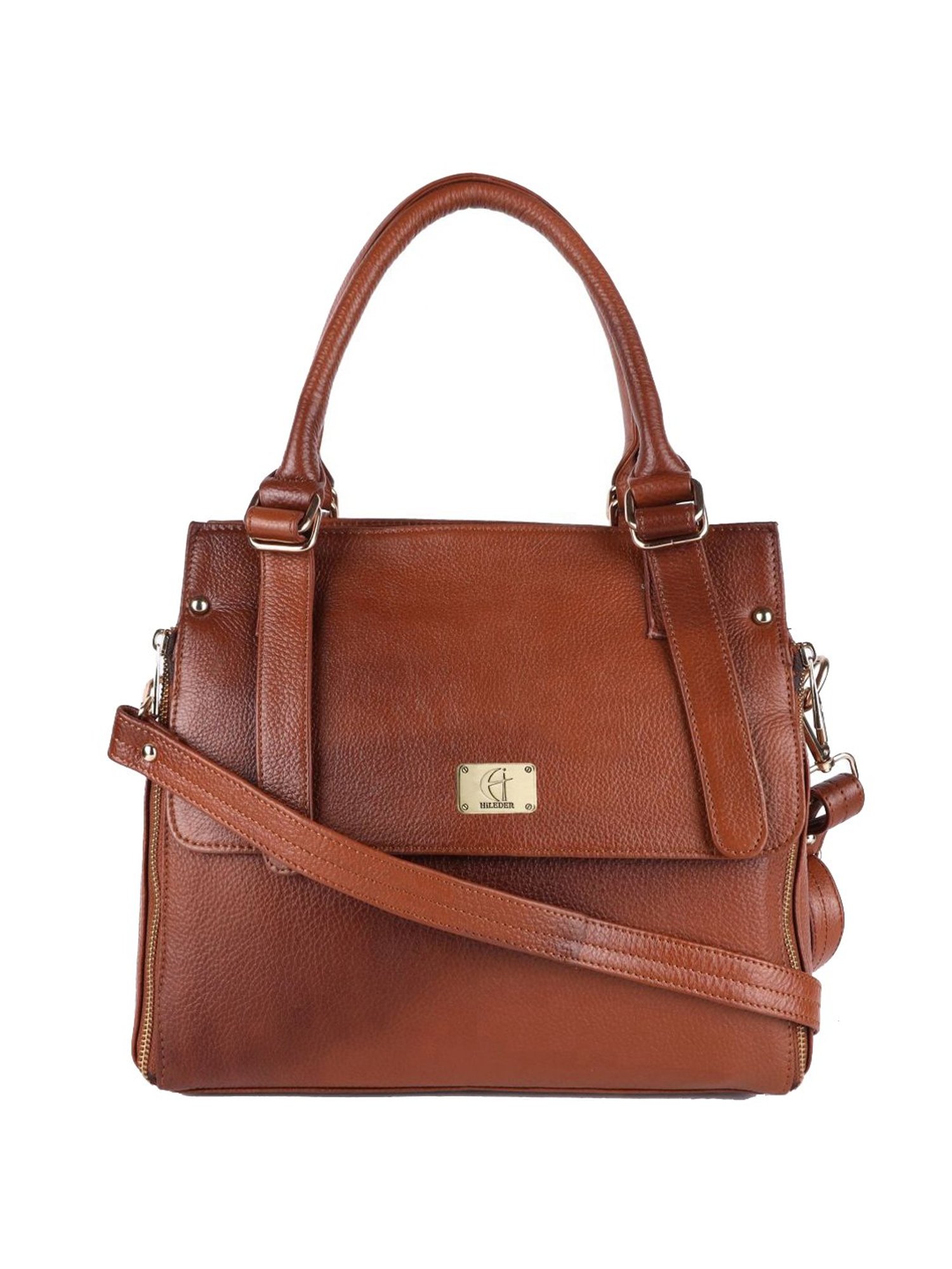 HiLEDER Tan Solid Medium Handbag