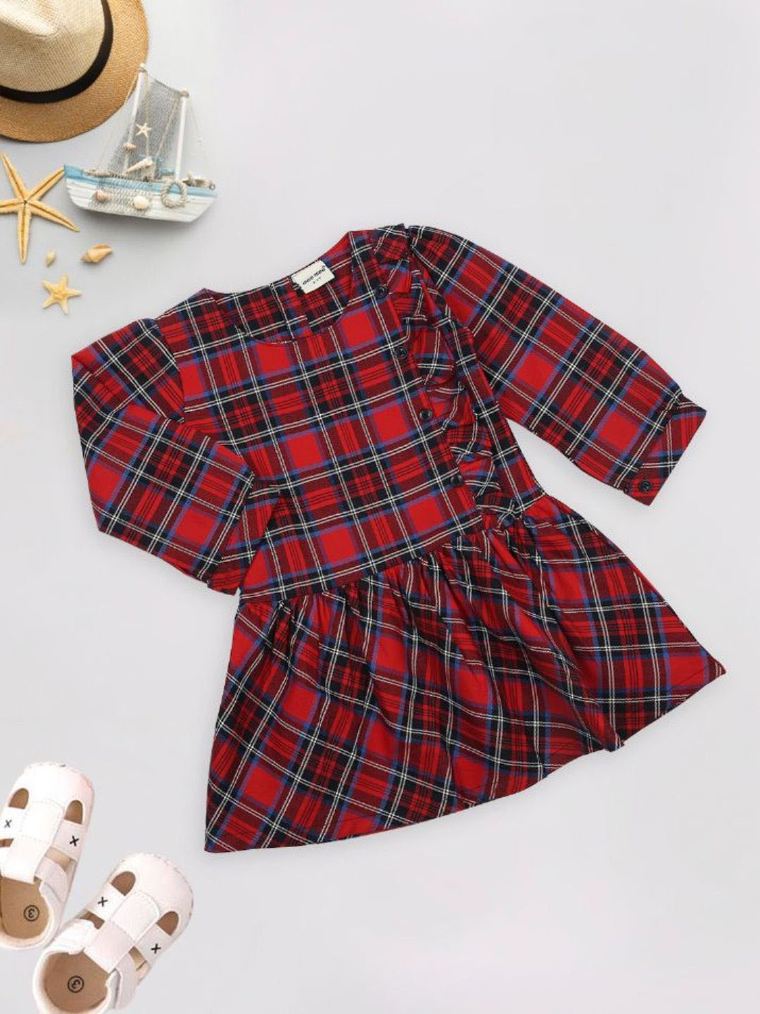 Mee Mee Kids Multicolor Checks Full Sleeves Dress