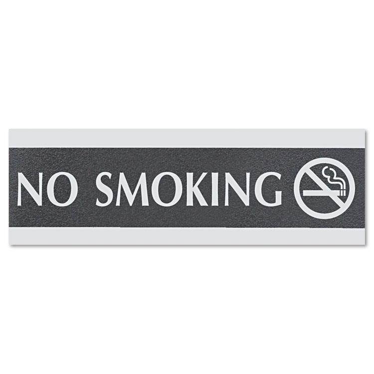 Headline Sign 4757 Century Series Office Sign- "No Smoking"- 9 x 1/2 x 3- Black/Silver