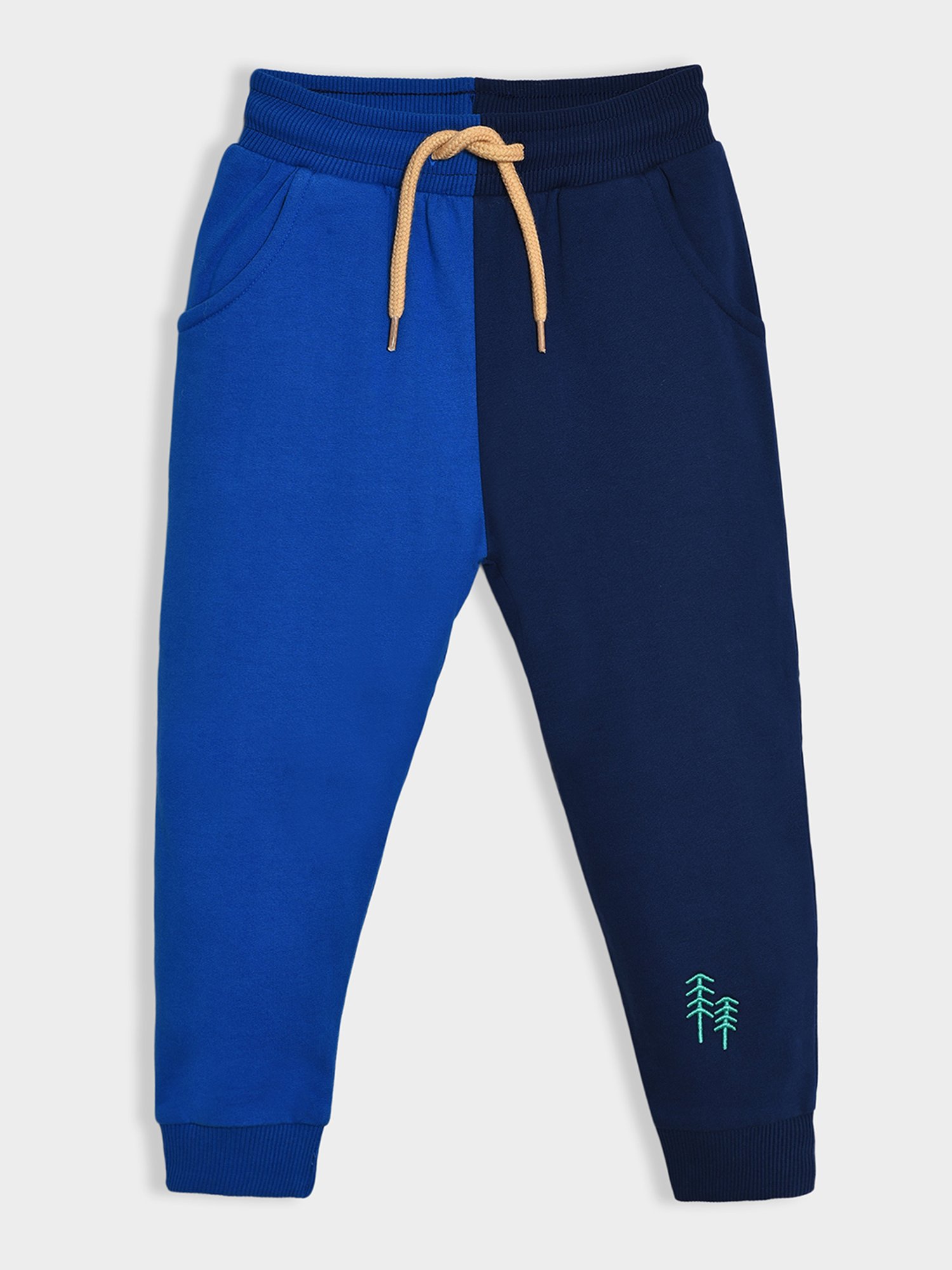 MiArcus Unisex Blue & Cream Color Block Full Sleeves Hoodie with Joggers