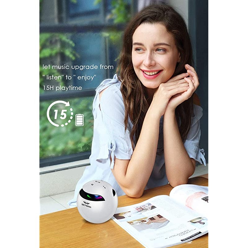 SoundAce S5 Mini 5W Wireless Speaker with Light, 15H Music, Premium Small LED Portable Bluetooth Speaker for iPhone iPad Girls Birthday Kitchen Bathroom Bedroom, White