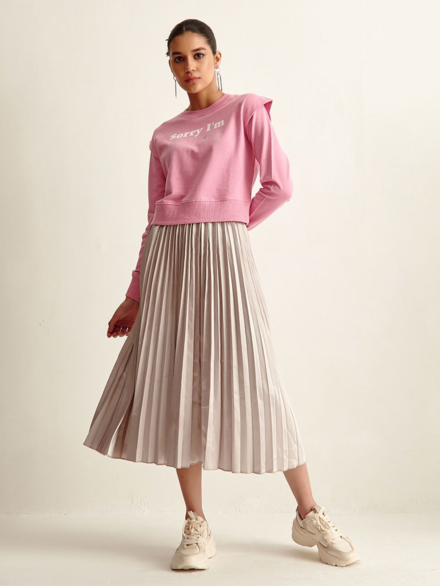 Cover Story Pink Cotton Graphic Print Sweater