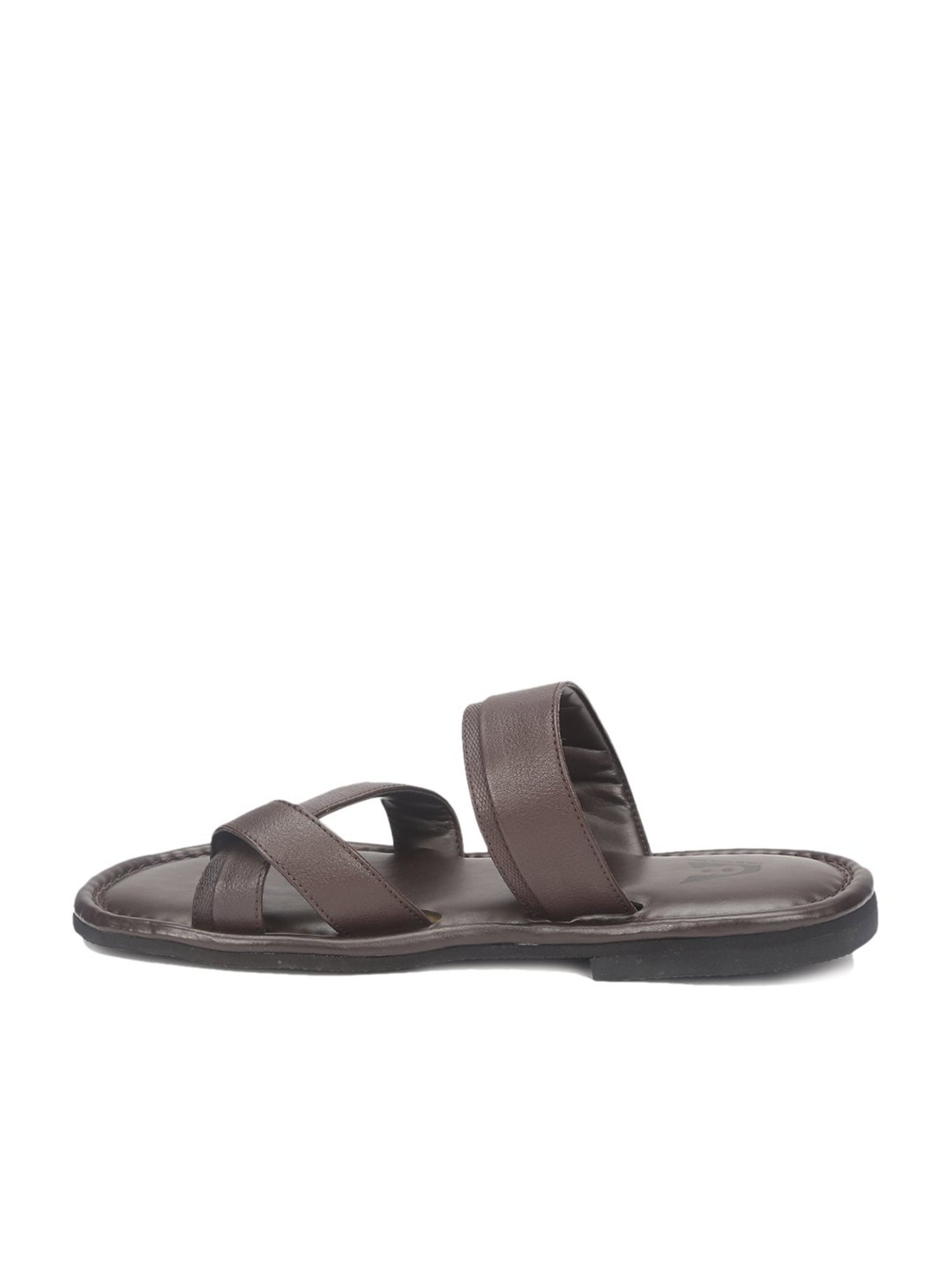 V8 by Ruosh Men's Brown Cross Strap Sandals