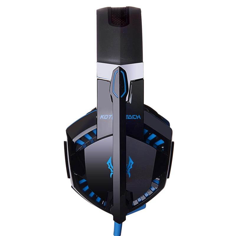 EACH G2000 Over-ear Stereo Bass Gaming Headset with Mic & LED Light for Computer, Cable Length: 2.2m(Blue)