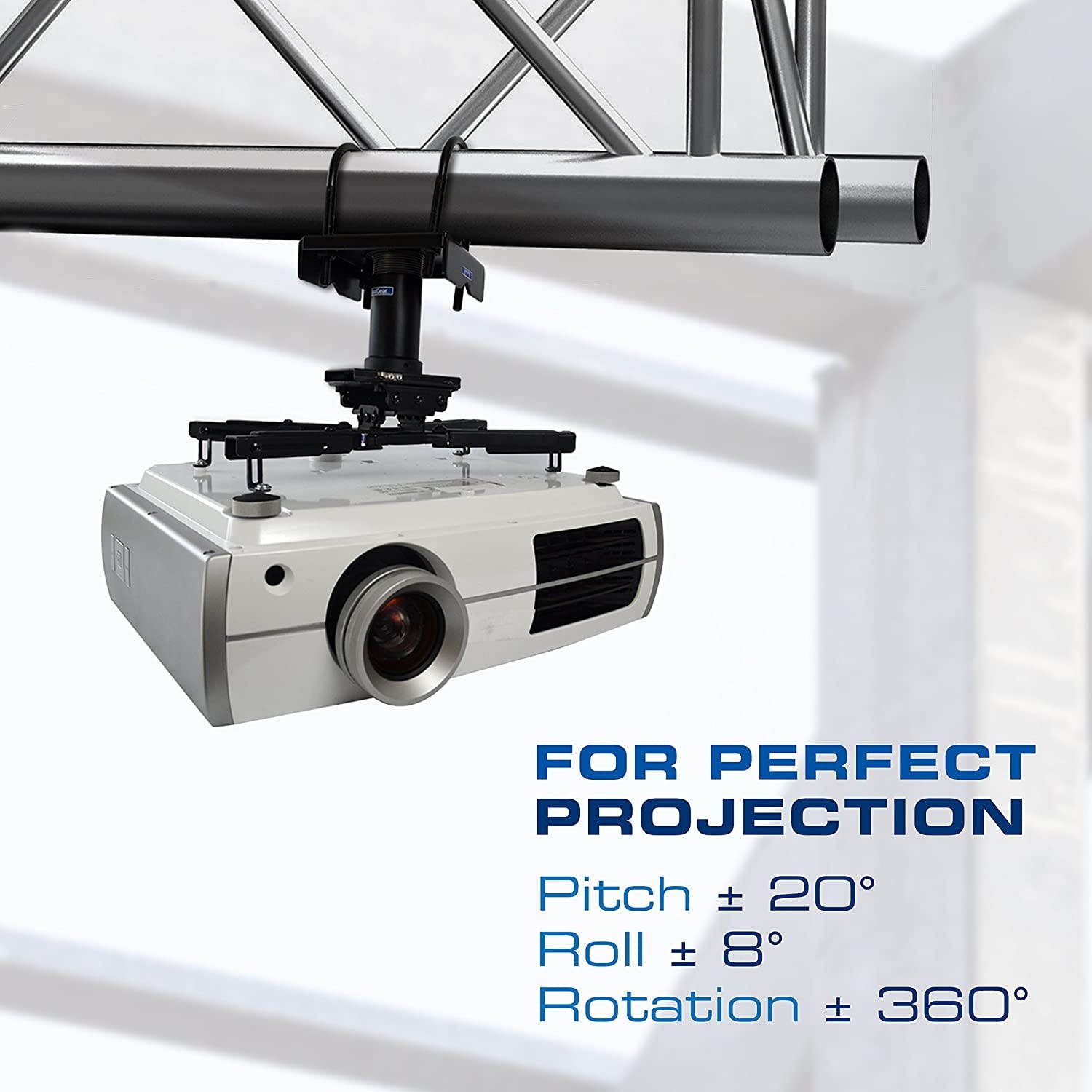 QualGear Pro-AV QG-KIT-TA-3IN-B Projector Mount Kit Accessory with A Truss Ceiling Adapter, 3" 1.5", Black