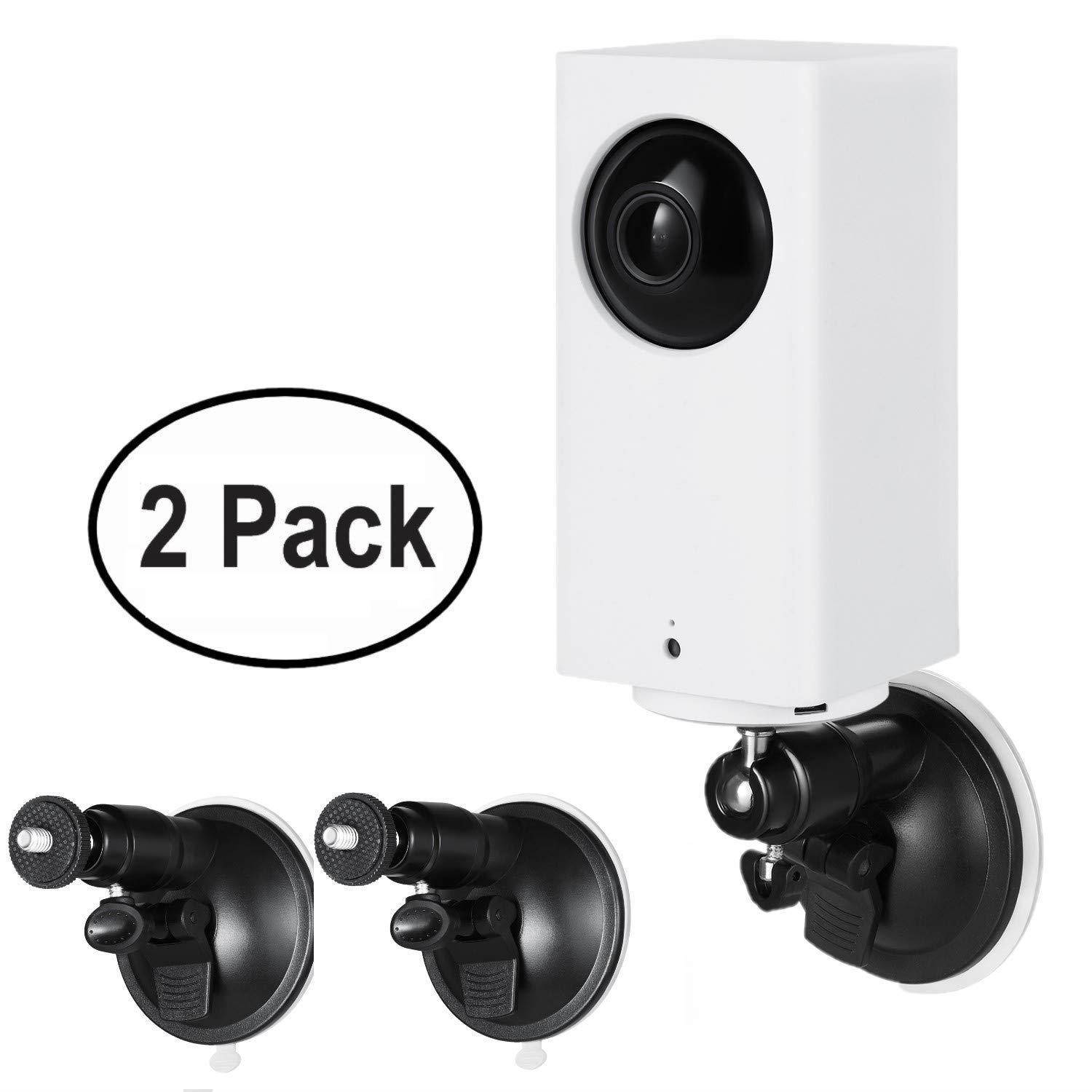 Wasserstein Versatile Suction Cup Mount with Universal Screw Compatible with Wyze Cam Pan - Extra Flexibility for Your Wyze Cam Pan (2-Pack, Black)