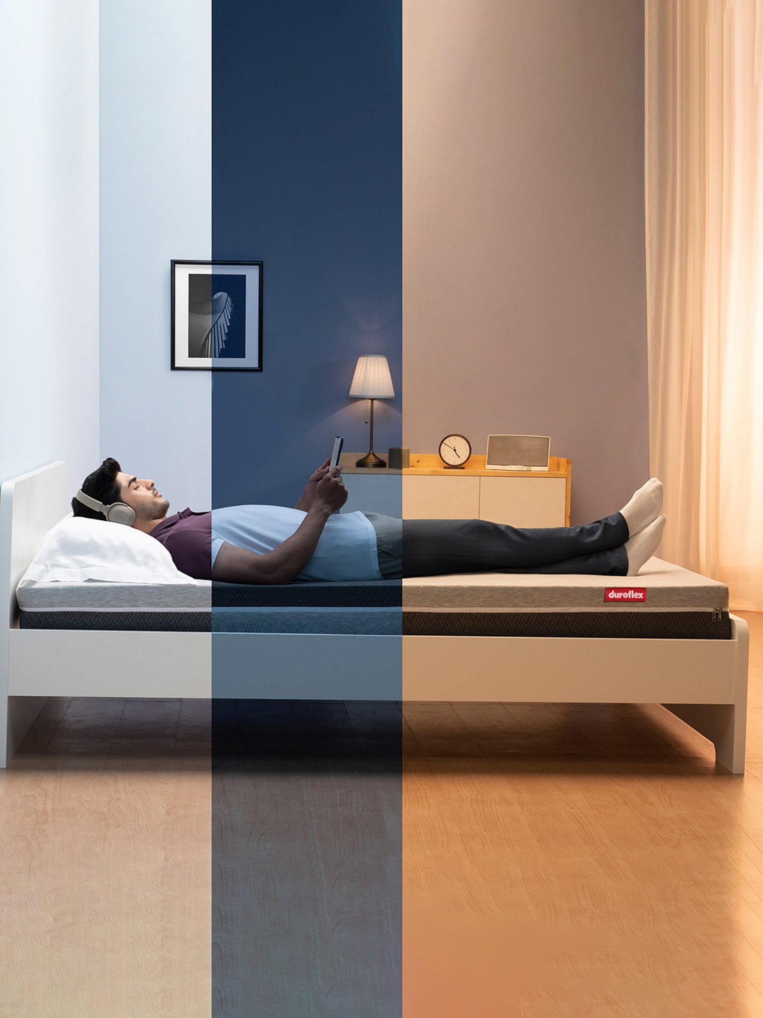 Duroflex Live-in Adapt Grey Foam New Gen Smart Design Flippable Adjustable Single Mattress