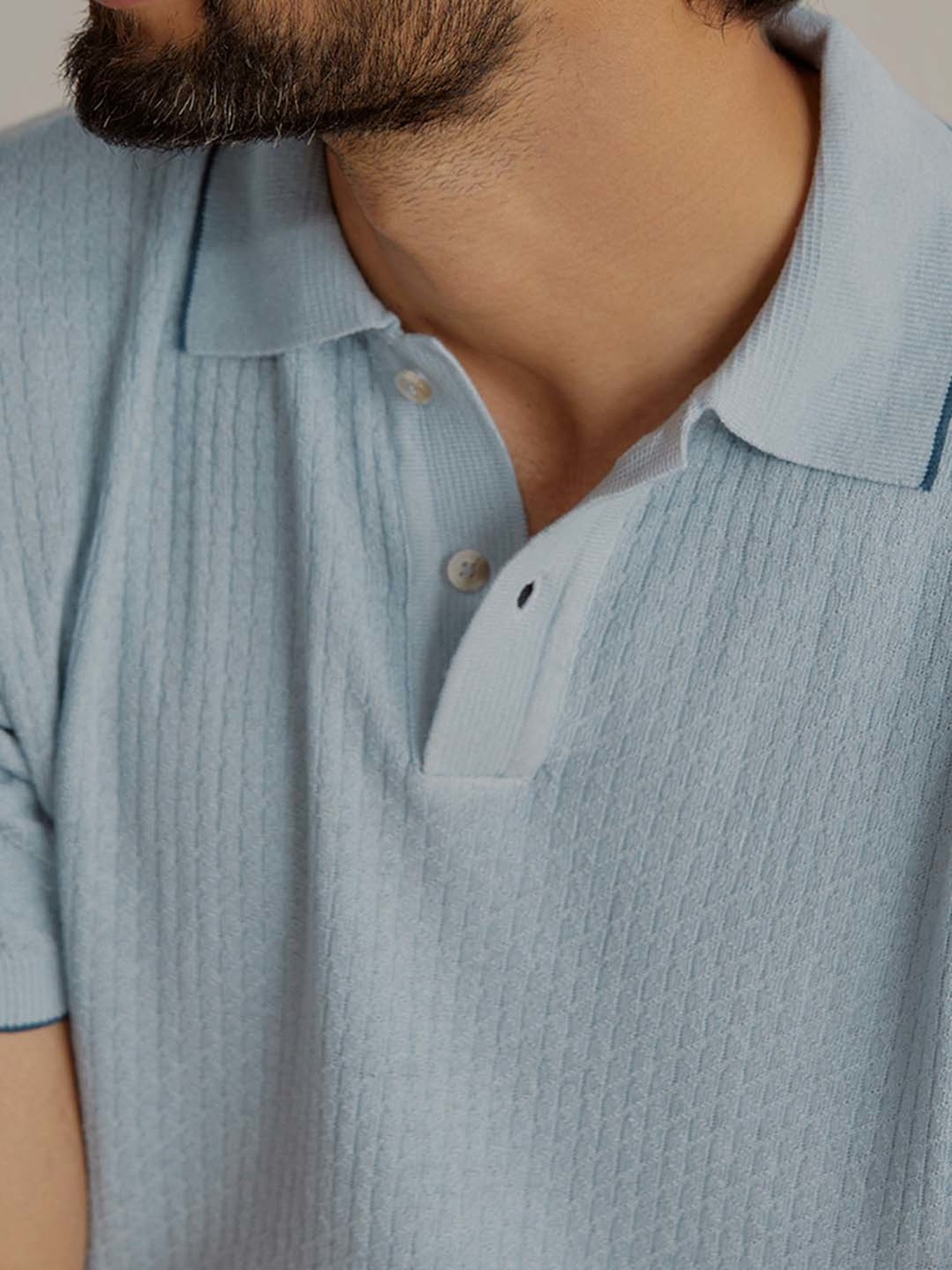 ANDAMEN Sky Blue Regular Fit Polo T-Shirt