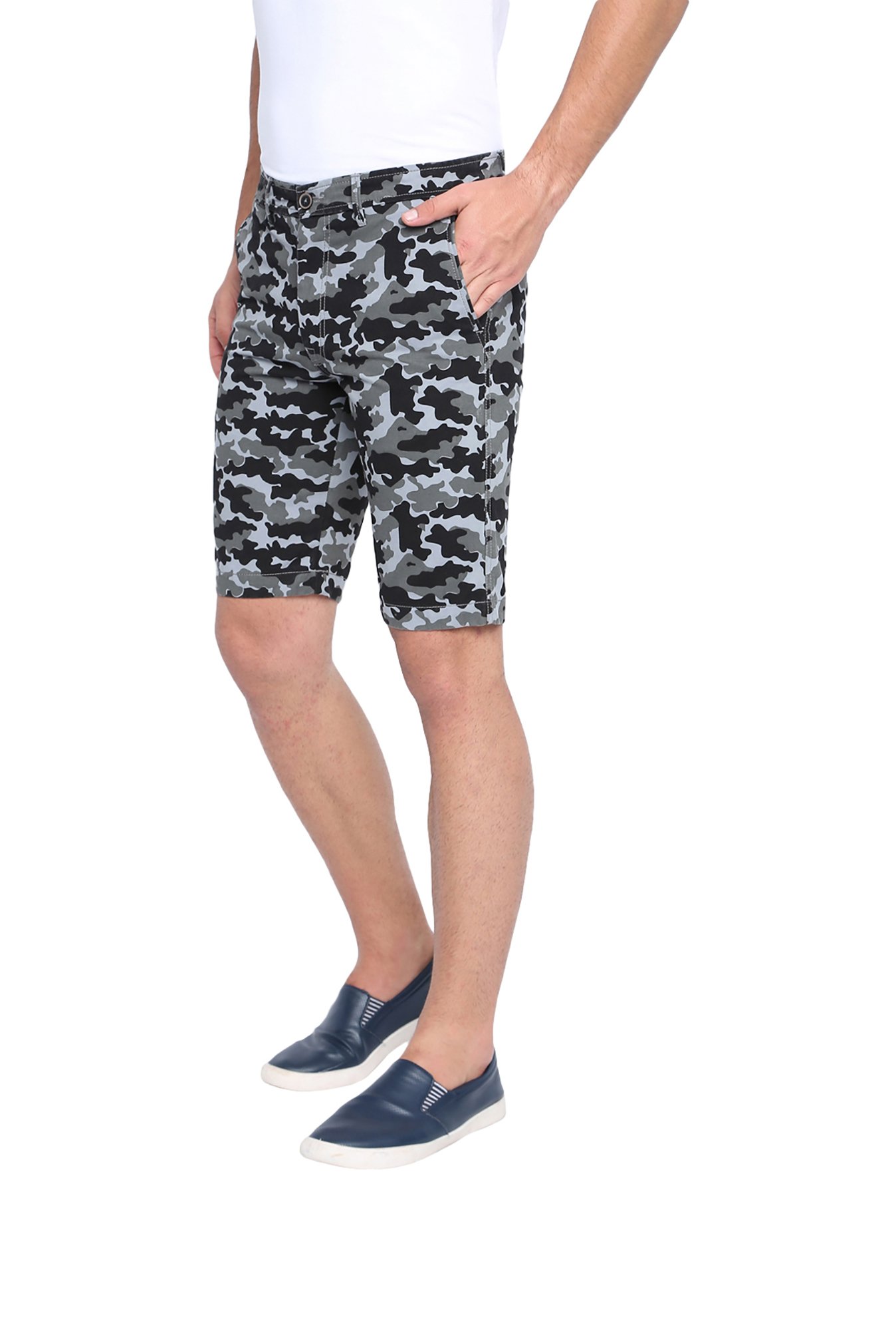 Basics Grey Camo Casual Shorts