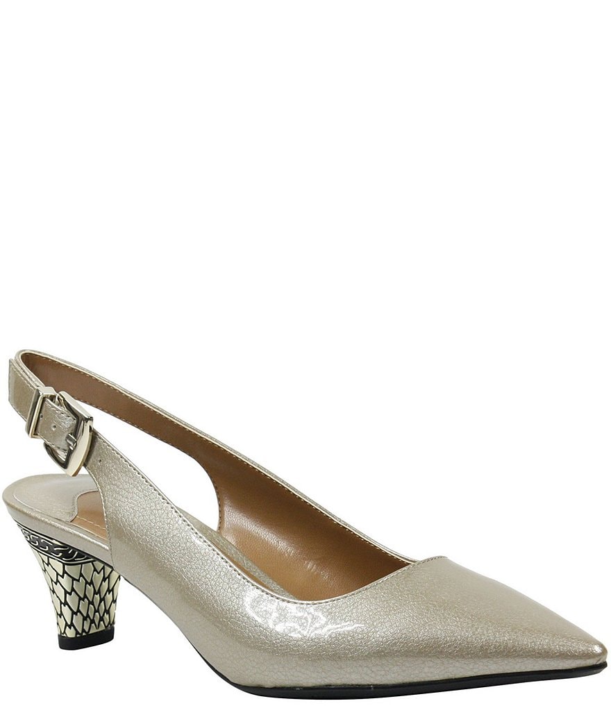 J. Renee Mayetta Slingback Pearlized Patent Dress Metal Heel Pumps