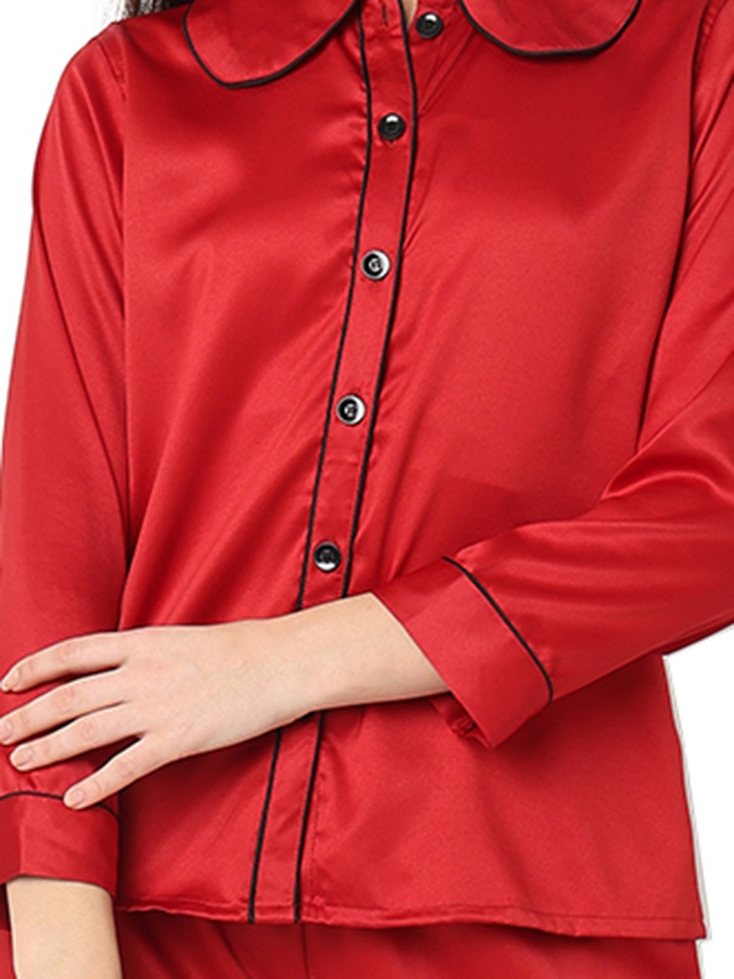 Smarty Pants Red Satin Shirt With Pyjamas