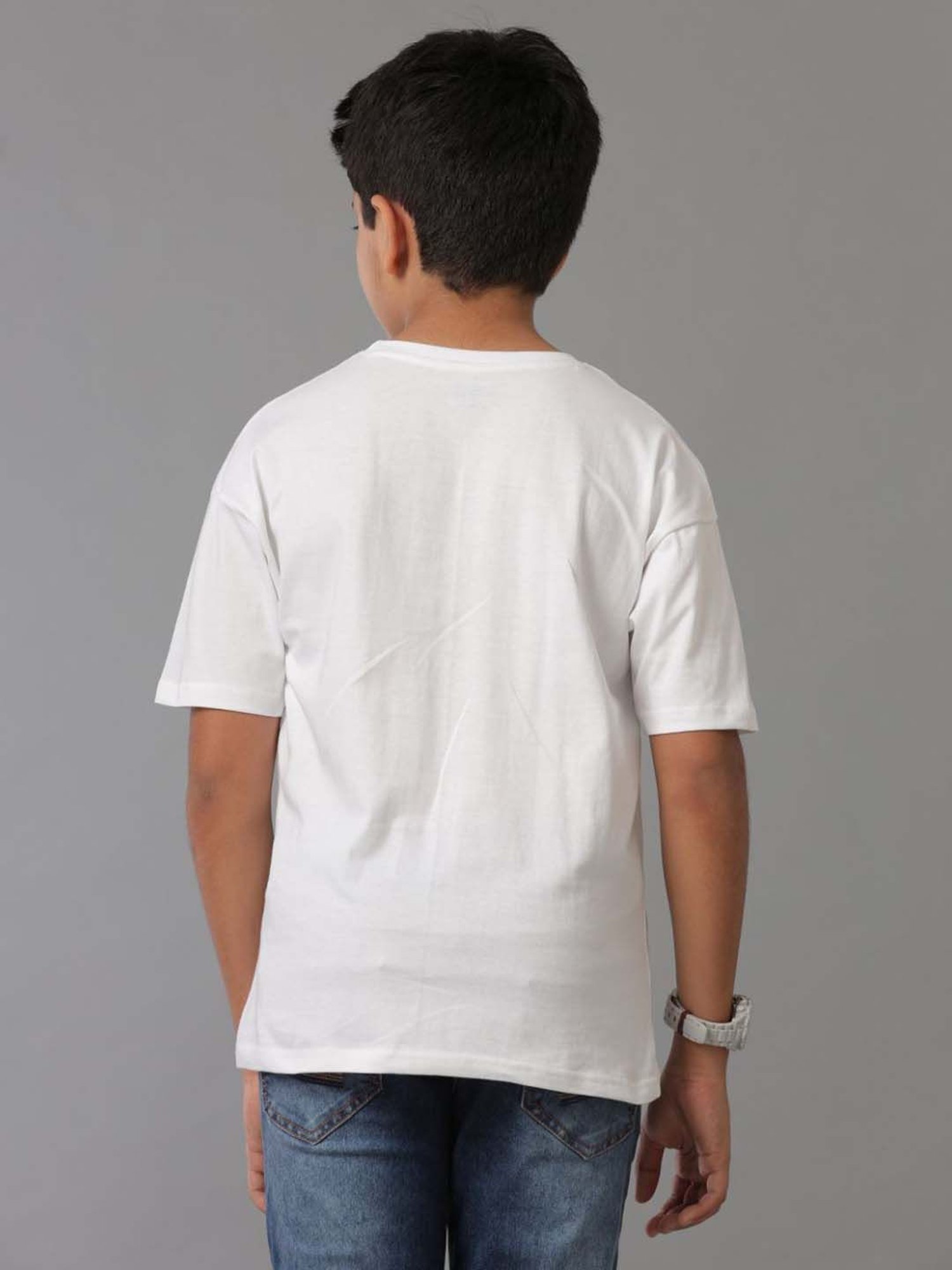 Under Fourteen Only Kids White Cotton Printed T-Shirt