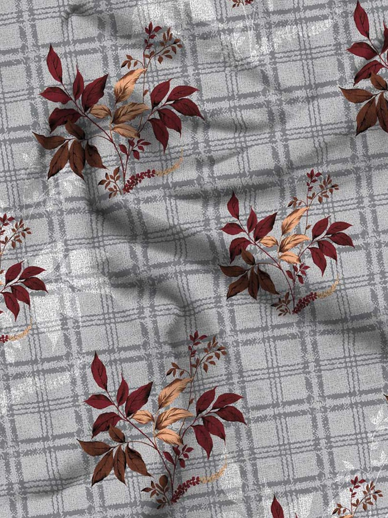 Bella Casa Stella Collection Grey Cotton 180 TC King Size Bedsheet with 2 Pillow Covers