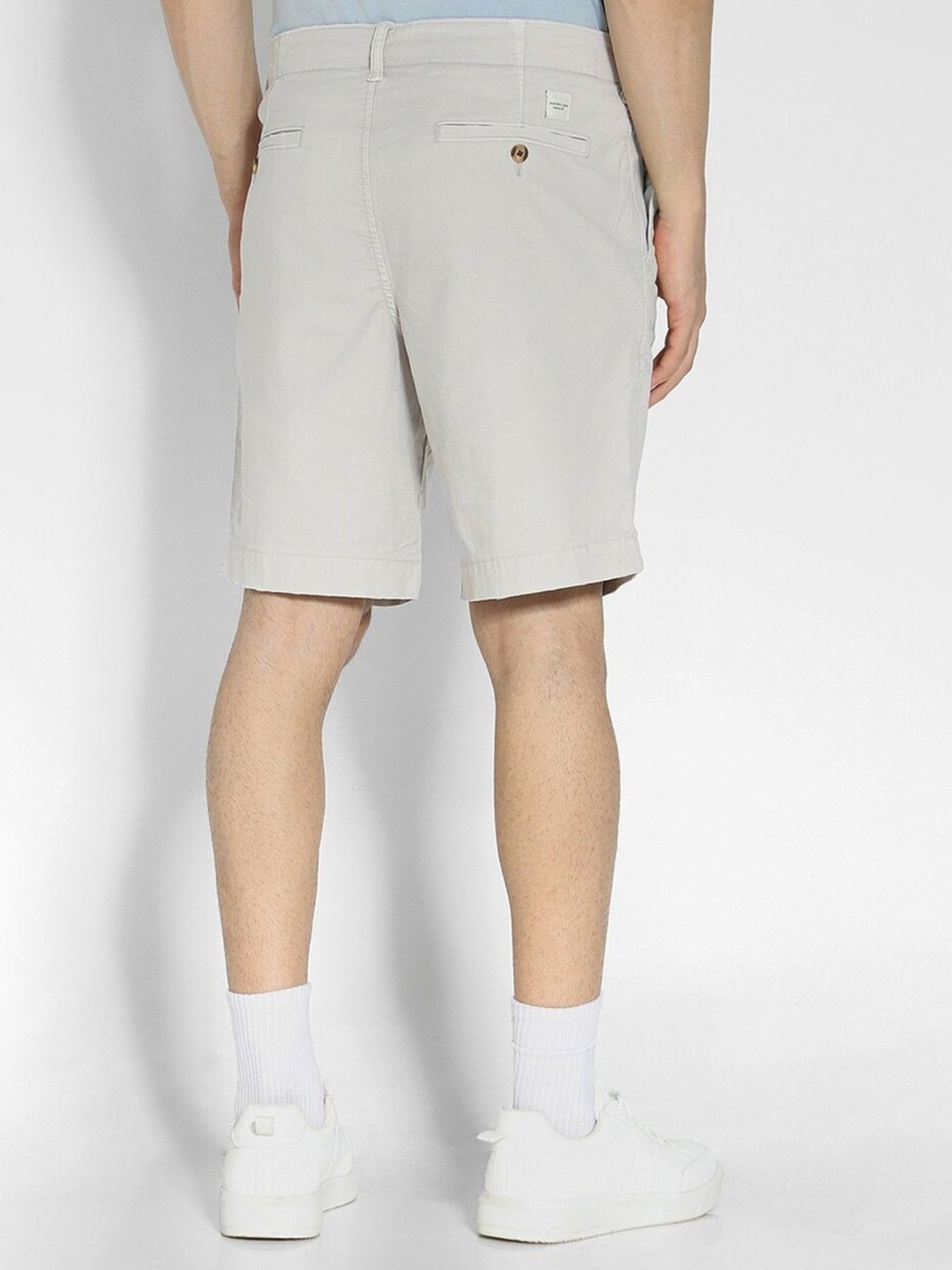 American Eagle Grey Cotton Regular Fit Shorts