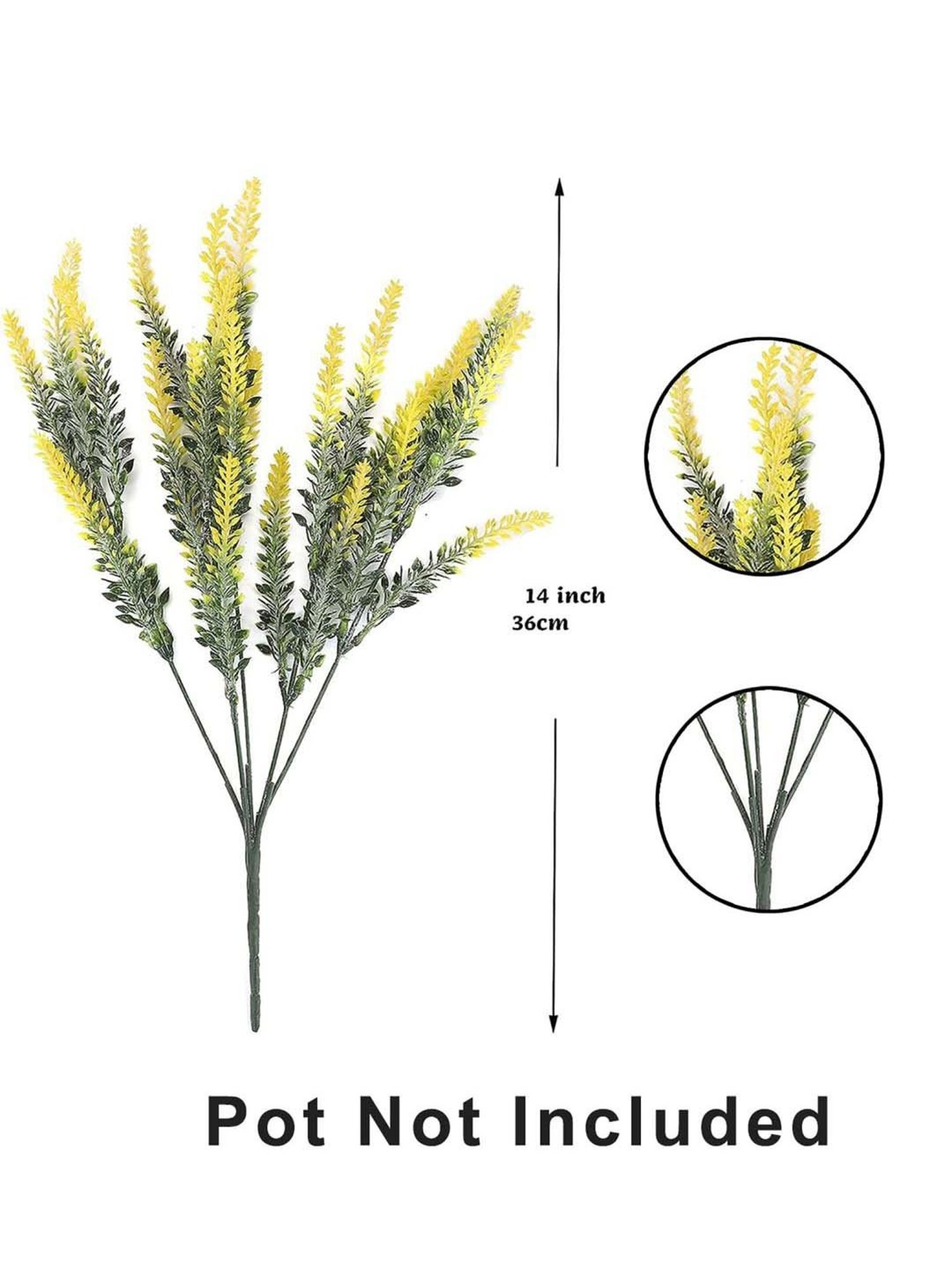 Homesake Yellow Plastic Artificial Lavender Flowers Plants For Kitchen Garden - Set of 6