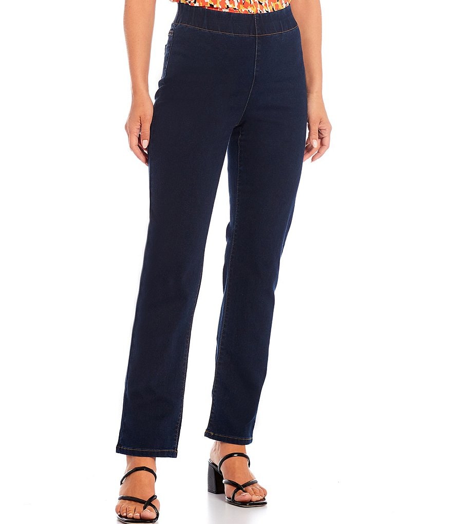 Kasper Straight Leg Denim Top Stitch Pants