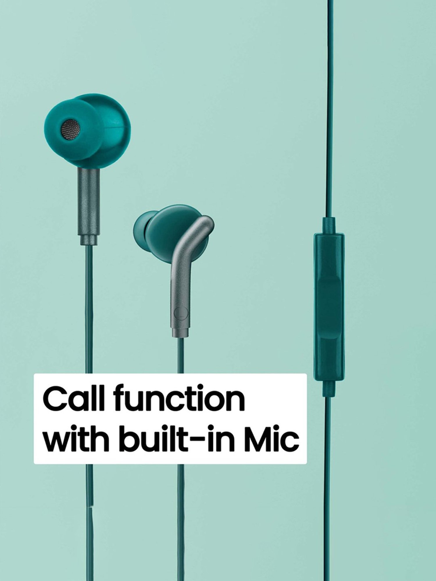 Zebronics Zeb-Bro in Ear Wired Earphones with Mic, 3.5mm Audio Jack, 10mm Drivers (Green)