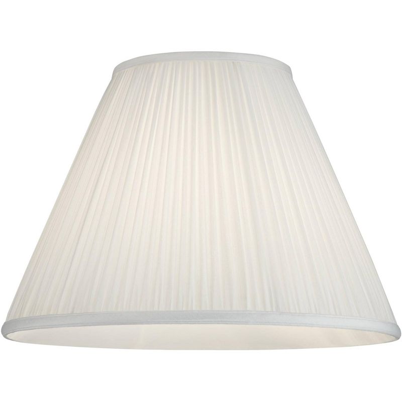 Springcrest White Mushroom Pleated Medium Empire Lamp Shade 7" Top x 16" Bottom x 12" Slant x 11.25" High (Spider) Replacement with Harp and Finial